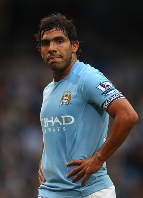 MANCHESTER, ENGLAND - MAY 17:  Carlos Tevez of Manchester City during the Barclays Premier League match between Manchester City and Stoke City at City of Manchester Stadium on May 17, 2011 in Manchester, England.  (Photo by Clive Brunskill/Getty Images)