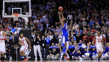 NEWARK, NJ - MARCH 25: Brandon Knight #12 of the Kentucky Wildcats shoots the winning shot to defeat the Ohio State Buckeyes in the east regional semifinal of the 2011 NCAA Men's Basketball Tournament at the Prudential Center on March 25, 2011 in Newark, NEWARK, NJ - MARCH 25: Brandon Knight #12 of the Kentucky Wildcats shoots the winning shot to defeat the Ohio State Buckeyes in the east regional semifinal of the 2011 NCAA Men's Basketball Tournament at the Prudential Center on March 25, 2011 in Newark,