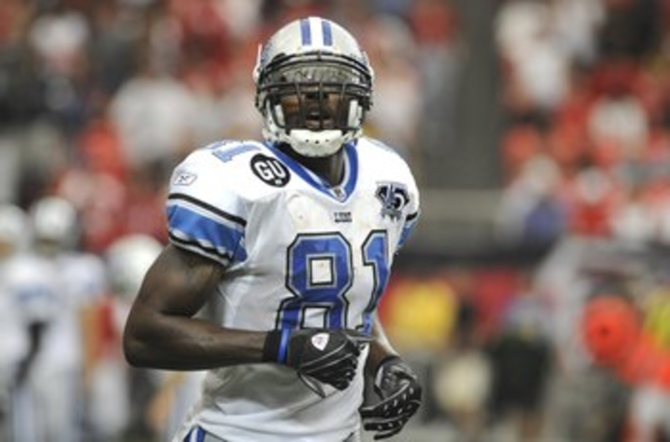 ATLANTA, GA - SEPTEMBER 7: Wide receiver Calvin Johnson #81 of the Detroit Lions lines up against the Atlanta Falcons at the Georgia Dome on September 7, 2008 in Atlanta, Georgia.  (Photo by Al Messerschmidt/Getty Images)
