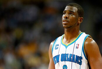 NEW ORLEANS, LA - APRIL 24:  Chris Paul #3 of the New Orleans Hornets reacts to a call during a game with the Los Angeles Lakers in Game Four of the Western Conference Quarterfinals in the 2011 NBA Playoffs at New Orleans Arena on April 24, 2011 in New Or