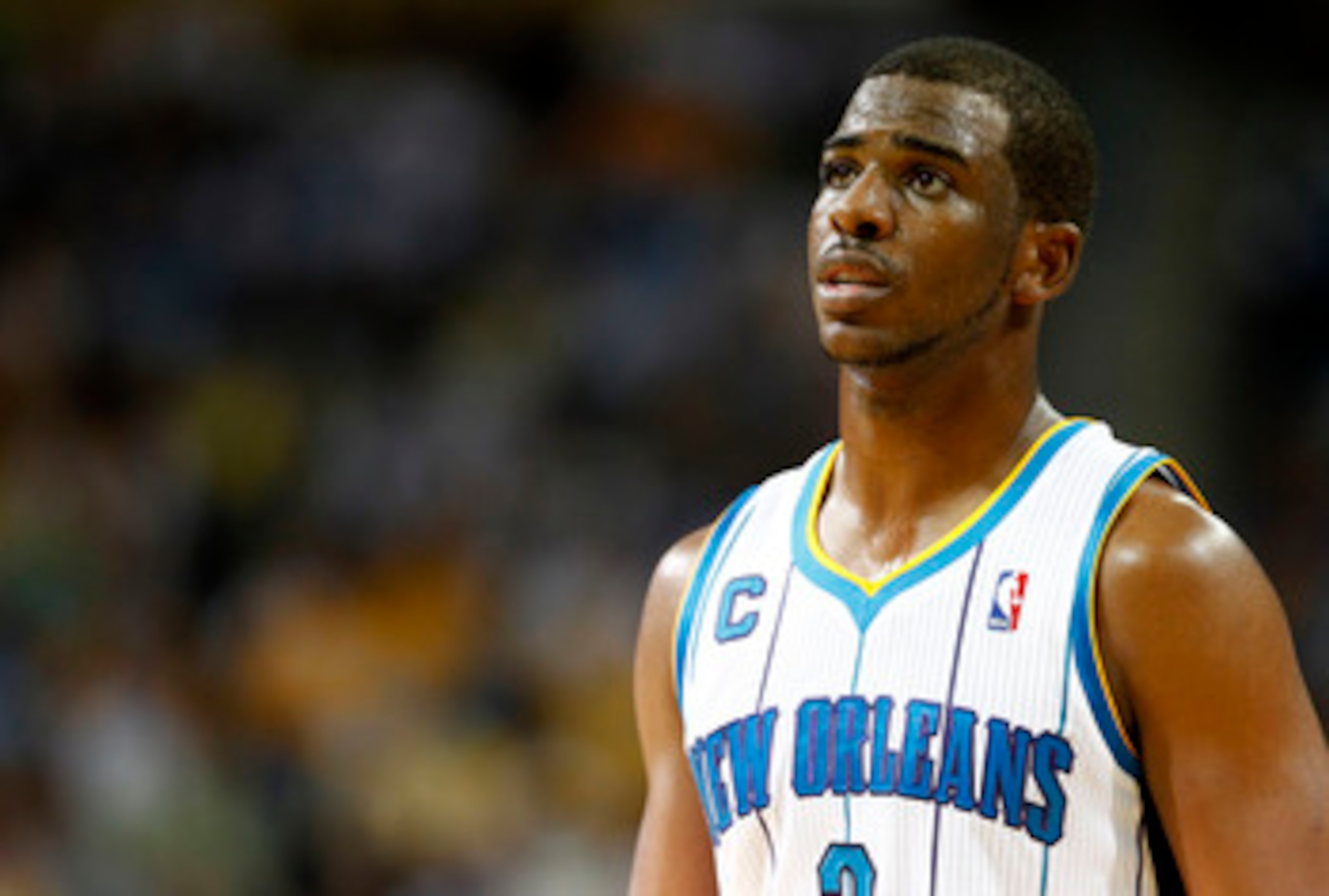 NEW ORLEANS, LA - APRIL 24:  Chris Paul #3 of the New Orleans Hornets reacts to a call during a game with the Los Angeles Lakers in Game Four of the Western Conference Quarterfinals in the 2011 NBA Playoffs at New Orleans Arena on April 24, 2011 in New Or