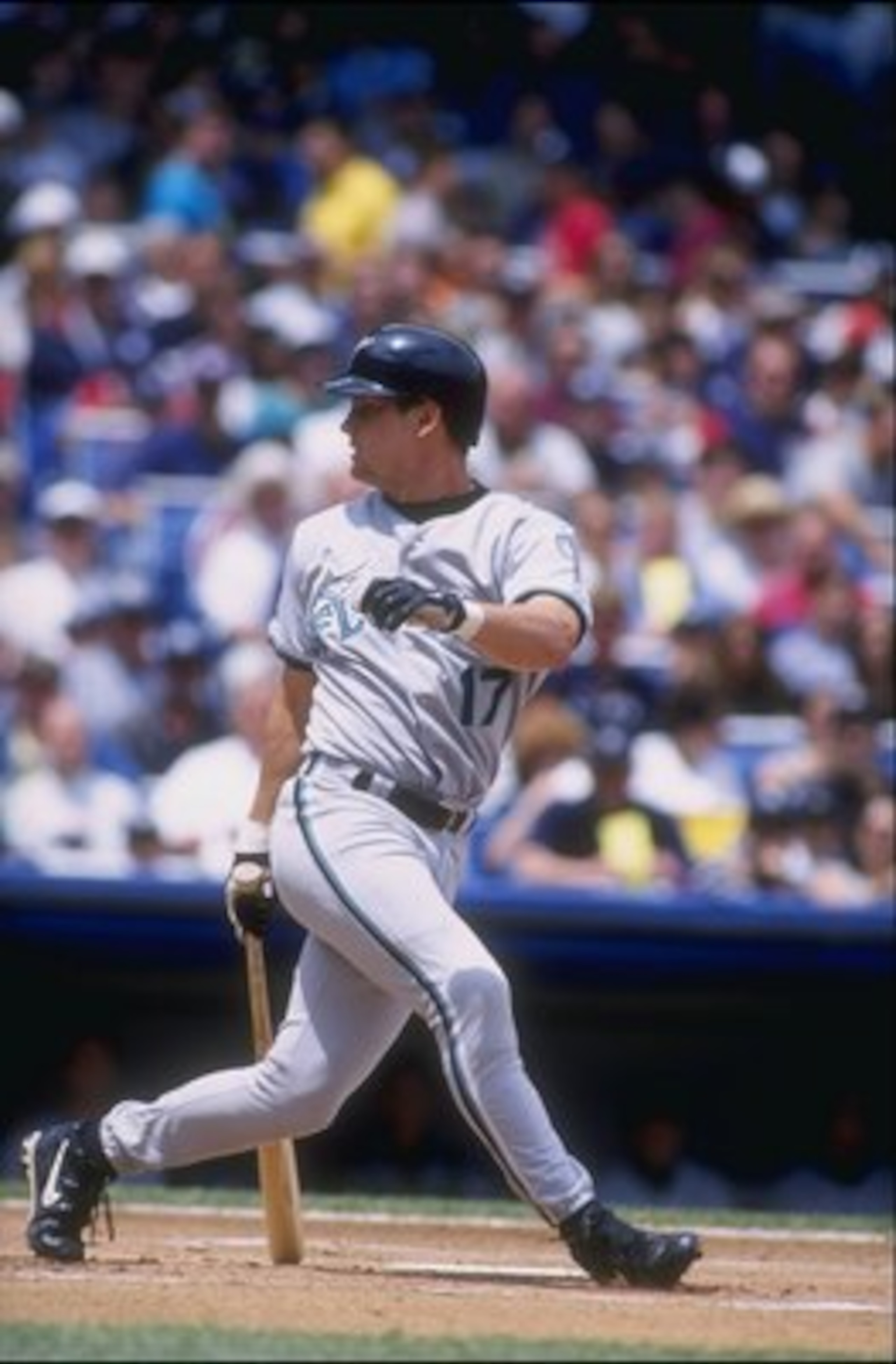 7 Jun 1998:  Todd Dunwoody #17 of the Florida Marlins in action during an interleague game against the New York Yankees at Yankee Stadium in Bronx, New York. The Yankees defeated the Marlins 4-1. Mandatory Credit: Al Bello  /Allsport