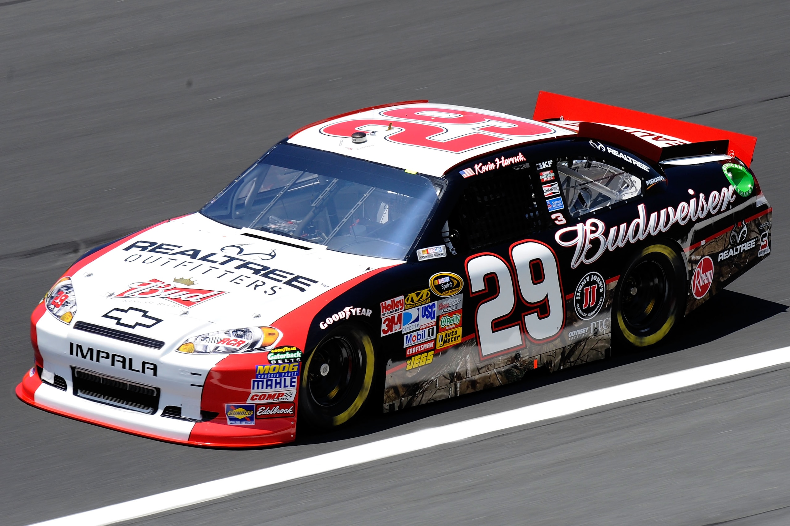 CHARLOTTE, NC - MAY 20: Kevin Harvick, driver of the #29 Budweiser/Realtree Chevrolet, practices for the NASCAR Sprint All-Star Race at Charlotte Motor Speedway on May 20, 2011 in Charlotte, North Carolina. (Photo by John Harrelson/Getty Images for NASC CHARLOTTE, NC - MAY 20: Kevin Harvick, driver of the #29 Budweiser/Realtree Chevrolet, practices for the NASCAR Sprint All-Star Race at Charlotte Motor Speedway on May 20, 2011 in Charlotte, North Carolina. (Photo by John Harrelson/Getty Images for NASC