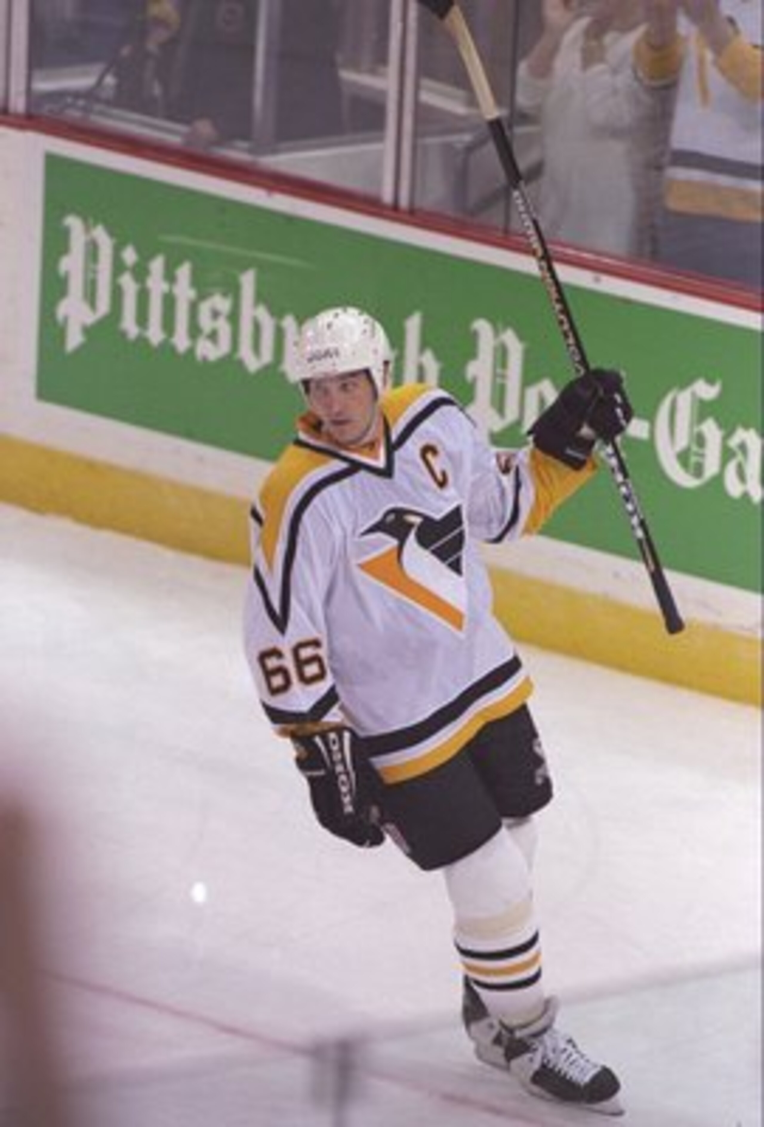 23 Apr 1997: Center Mario Lemieux of the Pittsburgh Penguins skates around the ice during a playoff game against the Philadelphia Flyers at the Civic Arena in Pittsburgh, Pennsylvania. The Penguins won the game 4-1. Mandatory Credit: Craig Jones /Allsp 23 Apr 1997: Center Mario Lemieux of the Pittsburgh Penguins skates around the ice during a playoff game against the Philadelphia Flyers at the Civic Arena in Pittsburgh, Pennsylvania. The Penguins won the game 4-1. Mandatory Credit: Craig Jones /Allsp