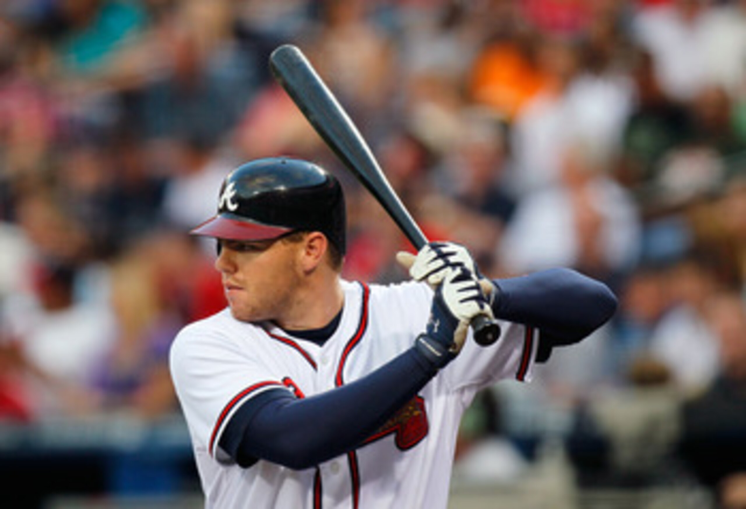 ATLANTA, GA - MAY 27:  Freddie Freeman #5 of the Atlanta Braves against the Cincinnati Reds at Turner Field on May 27, 2011 in Atlanta, Georgia.  (Photo by Kevin C. Cox/Getty Images)