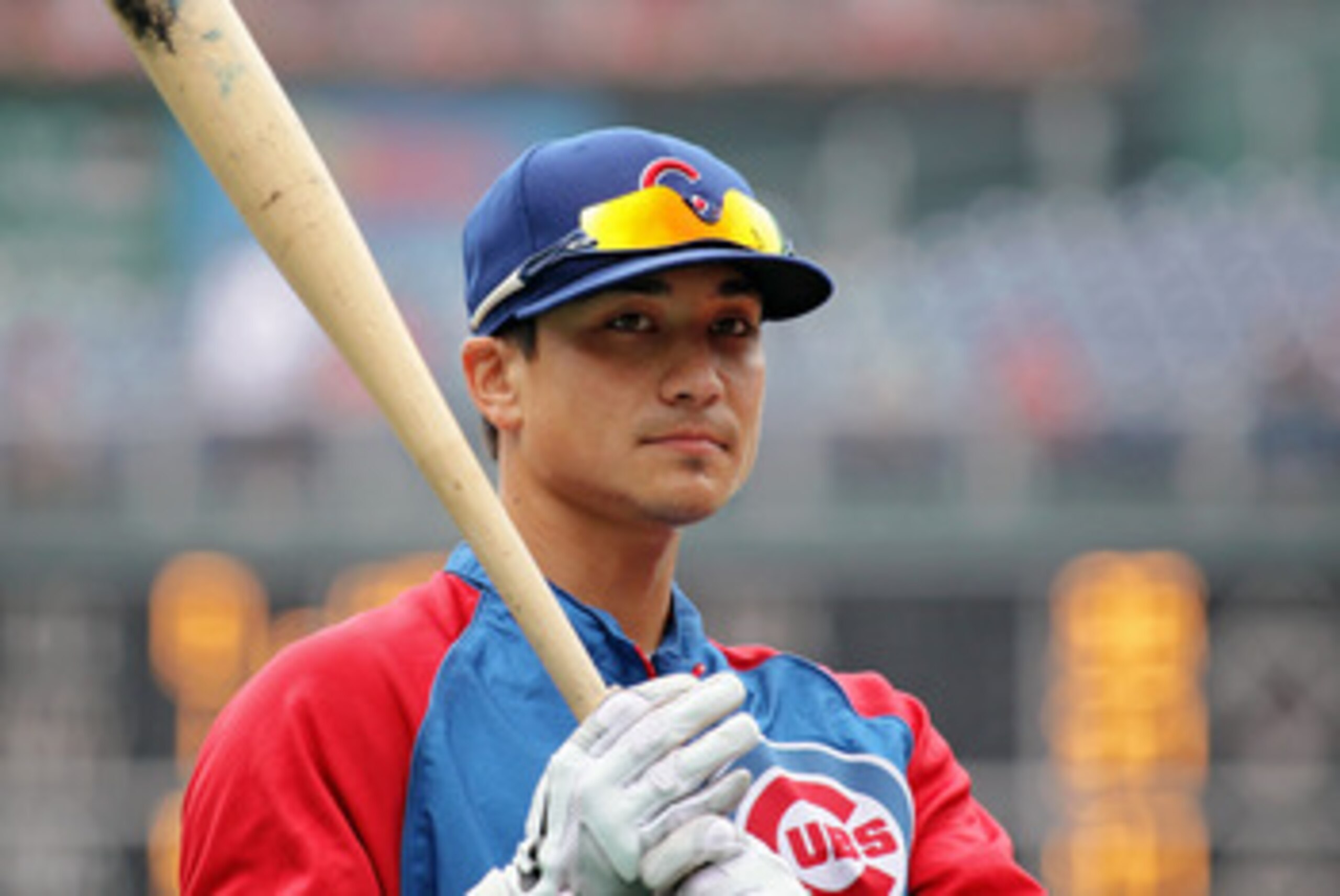 PHILADELPHIA , PA - JUNE 11:  Darwin Barney #15  of the Chicago Cubs readies to take batting practice prior to the start of his game against the Philadelphia Phillies at Citizens Bank Park on June 11, 2011 in Philadelphia, Pennsylvania.  (Photo by Len Red