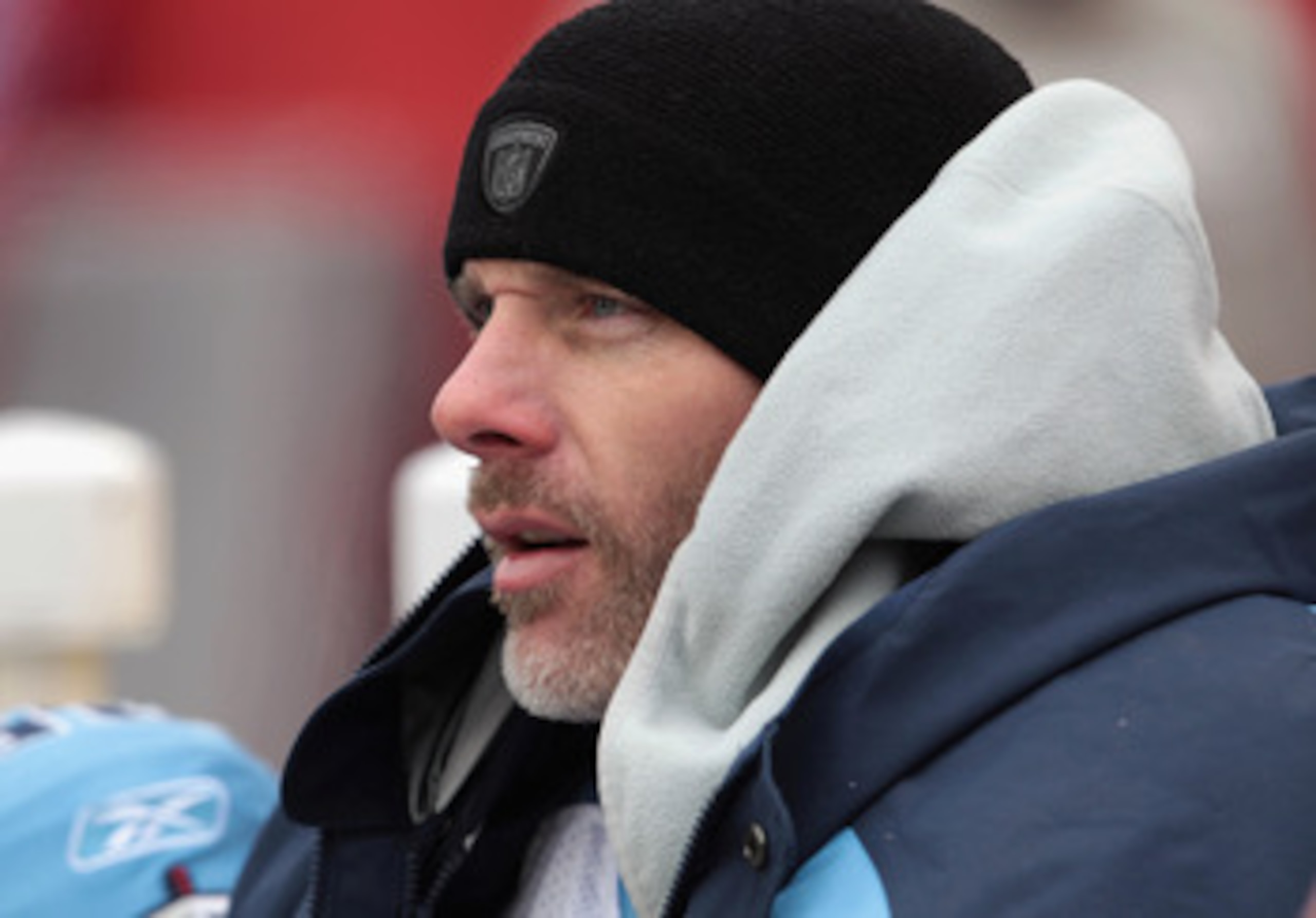 KANSAS CITY, MO - DECEMBER 26:  Quarterback Kerry Collins #5 of the Tennessee Titans looks on from the bench during the game against the Kansas City Chiefs on December 26, 2010 at Arrowhead Stadium in Kansas City, Missouri.  (Photo by Jamie Squire/Getty I