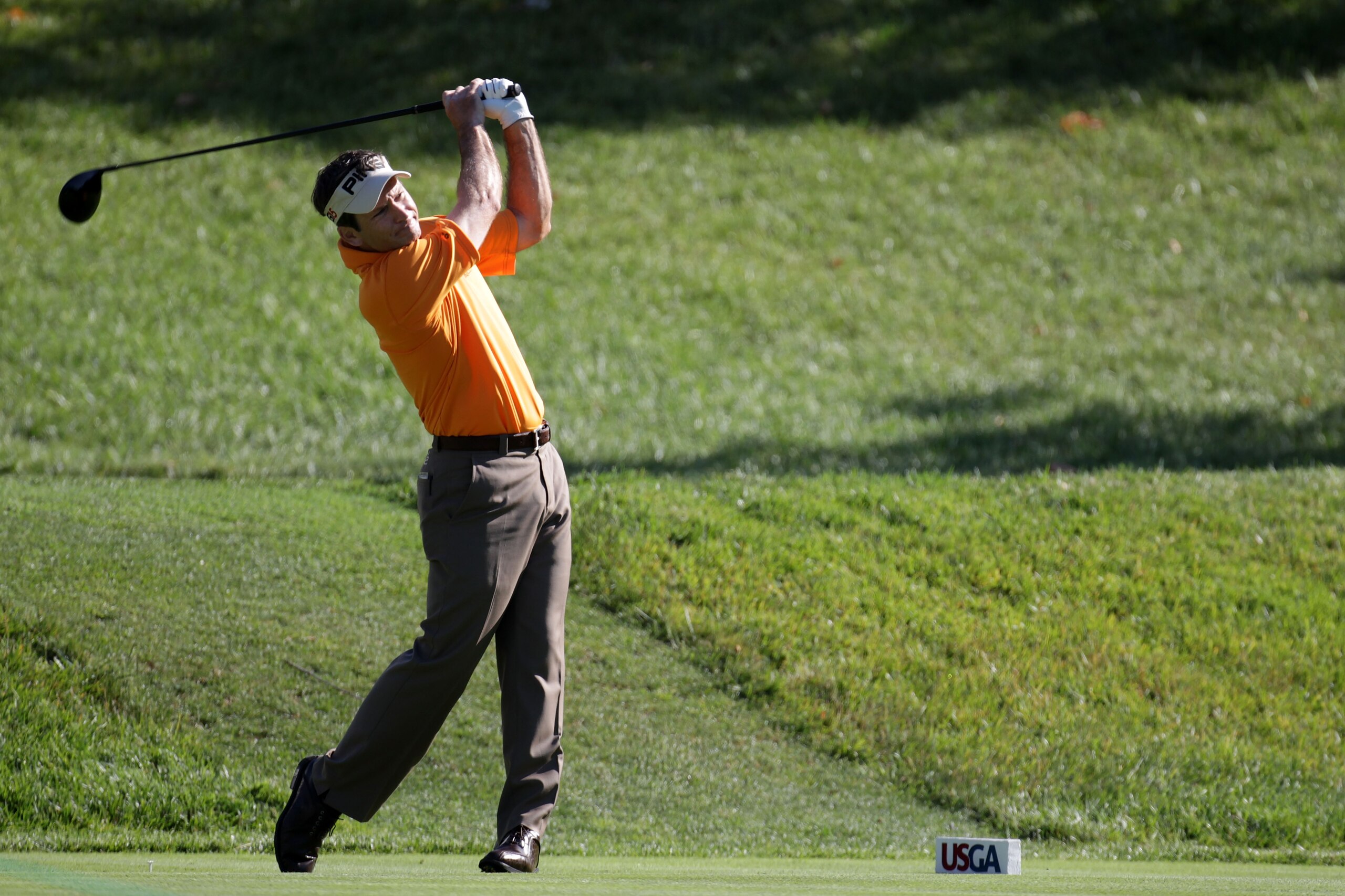 BETHESDA, MD - JUNE 13:  Mark Wilson watches a shot during a practice round prior to the start of the 111th U.S. Open at Congressional Country Club on June 13, 2011 in Bethesda, Maryland.  (Photo by Ross Kinnaird/Getty Images)
