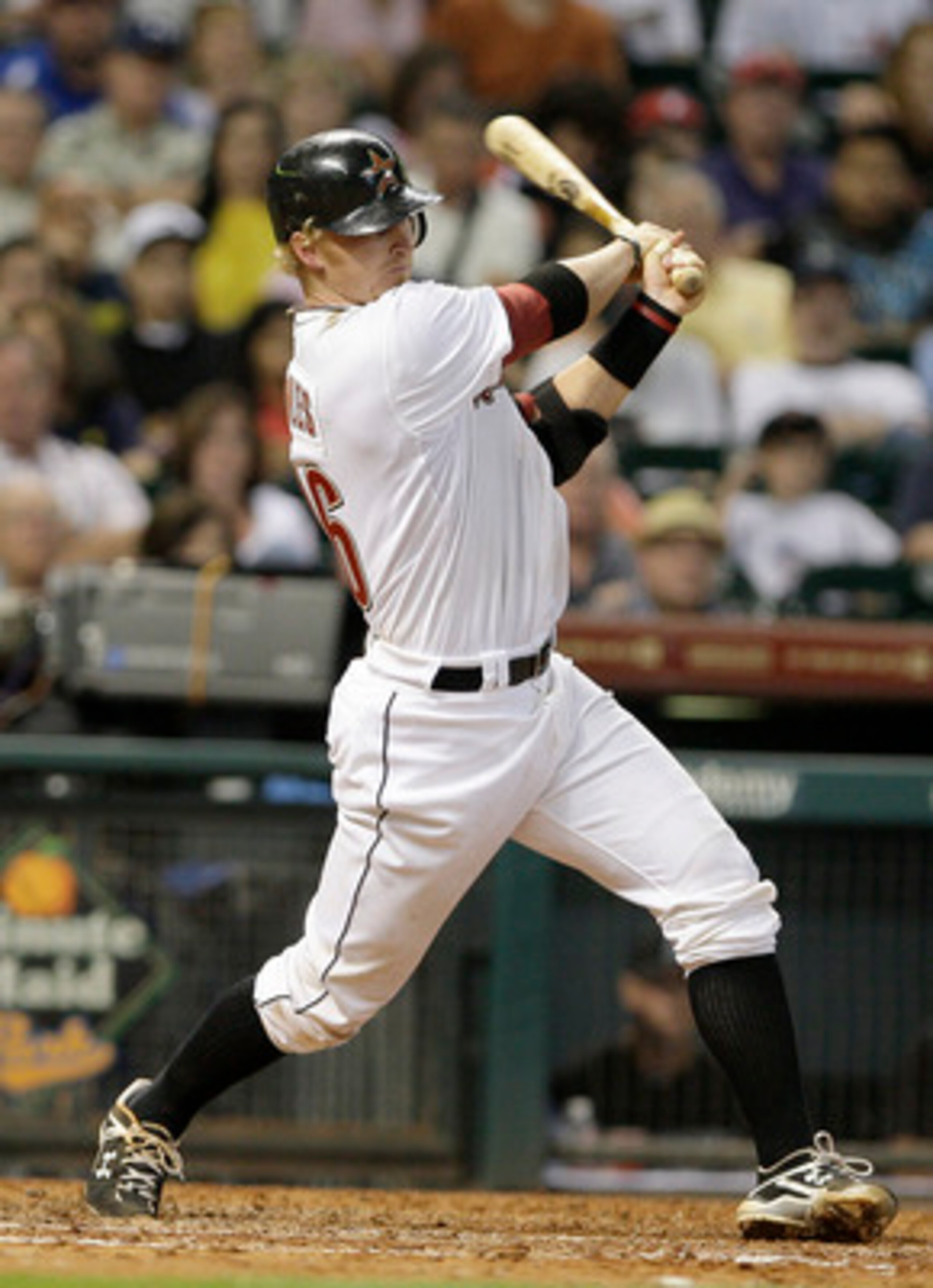 HOUSTON, TX - APRIL 09 :  J.R. Towles #46 of the Houston Astros against the Florida Marlins in a MLB game on April 9, 2011 at Minute Maid Park in Houston, Texas. The Marlins won 4 to 3. (Photo by Thomas B. Shea / Getty Images)