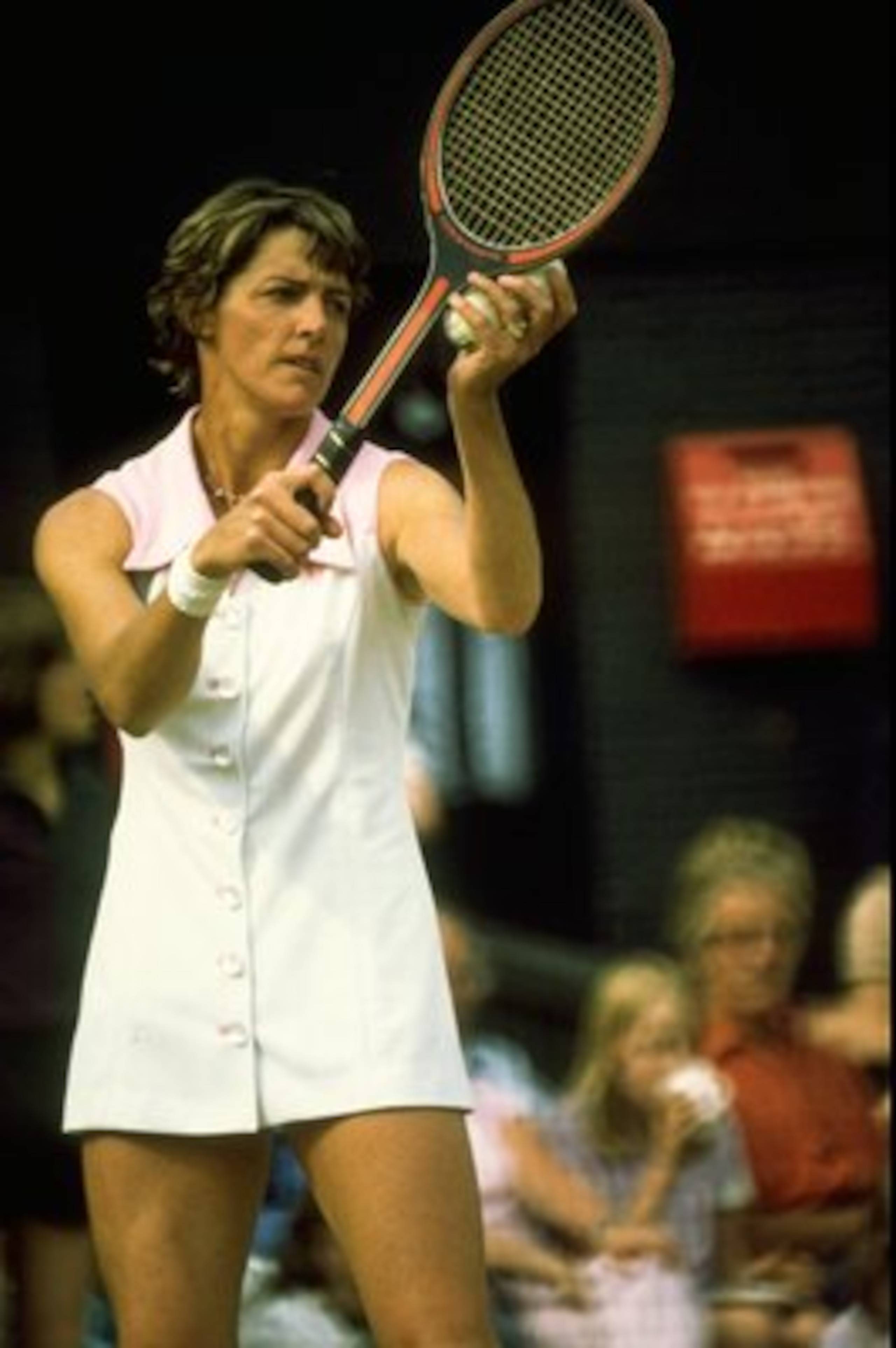 Undated:  Margaret Court serves during a Tennis match. \ Mandatory Credit: Tony  Duffy/Allsport