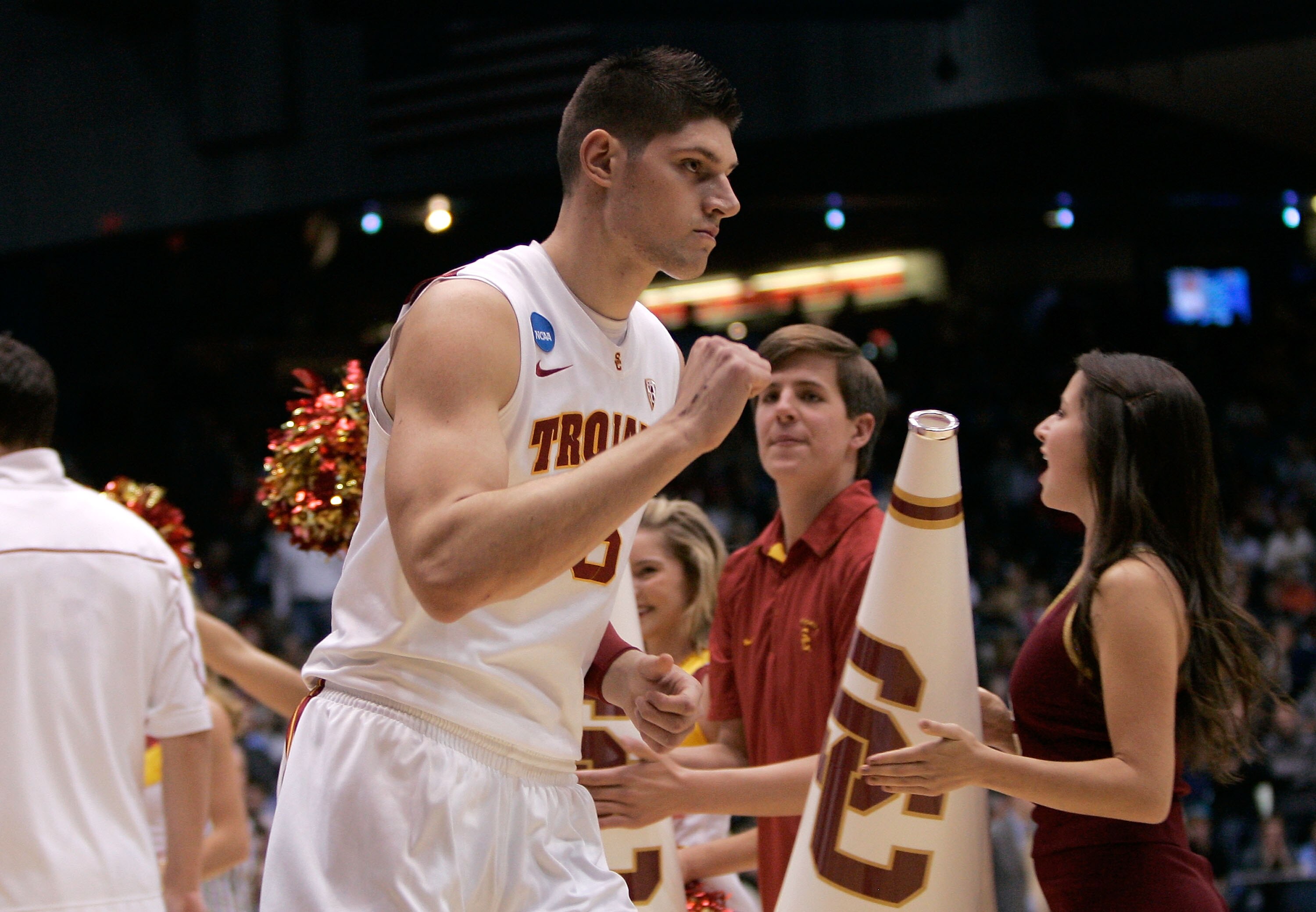 DAYTON, OH - MARCH 16: Nikola Vucevic #5 of the USC Trojans runs onto the court as he is introduced before the game against the Virginia Commonwealth Rams during the first round of the 2011 NCAA men's basketball tournament at UD Arena on March 16, 2011 in DAYTON, OH - MARCH 16: Nikola Vucevic #5 of the USC Trojans runs onto the court as he is introduced before the game against the Virginia Commonwealth Rams during the first round of the 2011 NCAA men's basketball tournament at UD Arena on March 16, 2011 in