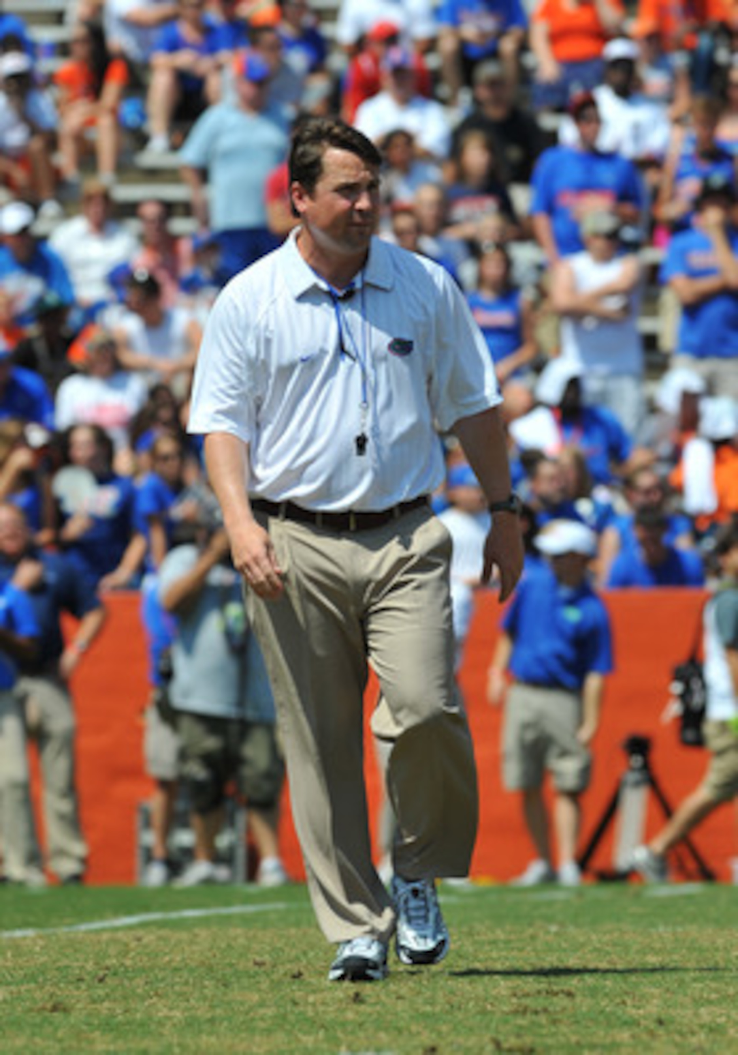 GAINESVILLE, FL - APRIL 9:  Coach Will Muschamp of the Florida Gators directs play during the Orange and Blue spring football game April 9, 2011 at Ben Hill Griffin Stadium in Gainesville, Florida.  (Photo by Al Messerschmidt/Getty Images)
