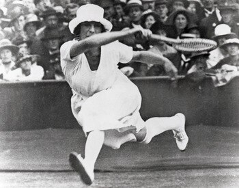 ANTWERP, BELGIUM - APRIL 20:  Suzanne Lenglen of France competes in the Women?s tennis event during the VII Olympic Games circa April of 1920 in Antwerp, Belgium.  (Photo by Getty Images)