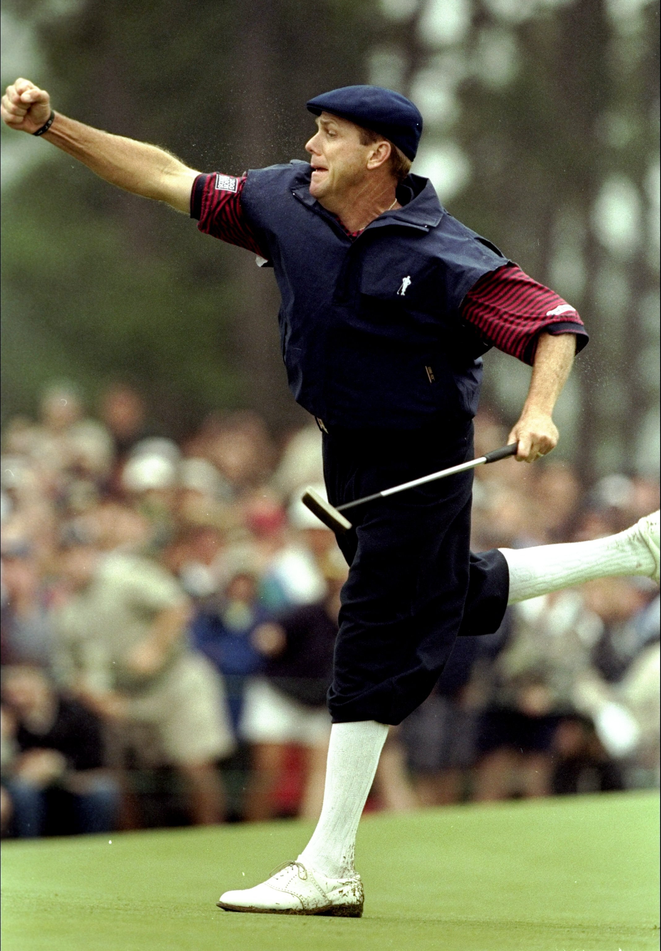 20 Jun 1999: Payne Stewart of the United States celebrates victory after sinking his final putt during the last day of the 1999 US Open played on the number two course at Pinehurst in North Carolina, USA. \ Mandatory Credit: David Cannon /Allsport 20 Jun 1999: Payne Stewart of the United States celebrates victory after sinking his final putt during the last day of the 1999 US Open played on the number two course at Pinehurst in North Carolina, USA. \ Mandatory Credit: David Cannon /Allsport