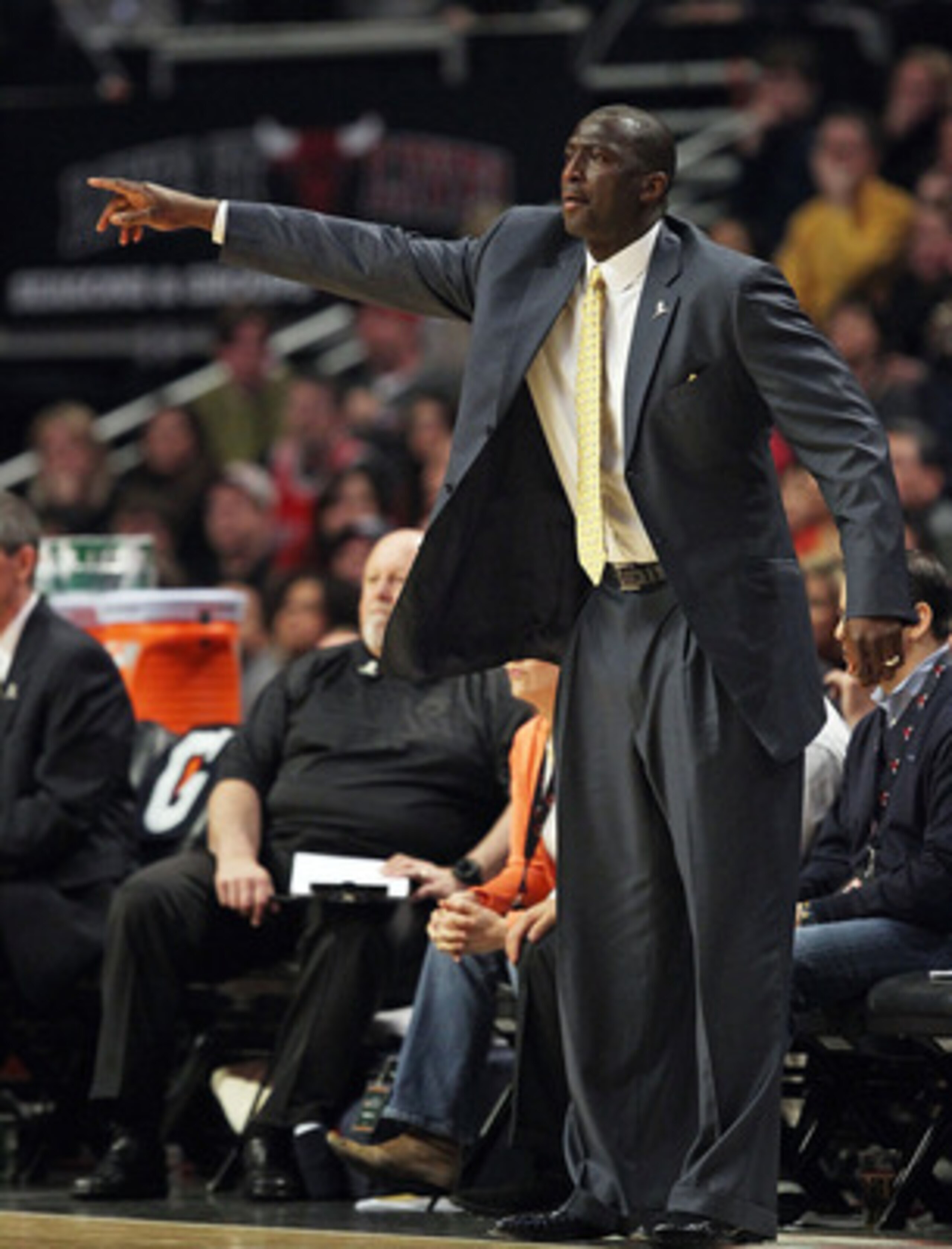 CHICAGO, IL - MARCH 12: Head coach Tyrone Corbin of the Utah Jazz gives instructions to his team against the Chicago Bulls at the United Center on March 12, 2011 in Chicago, Illinois. The Bulls defeated the Jazz 118-100. NOTE TO USER: User expressly ackno