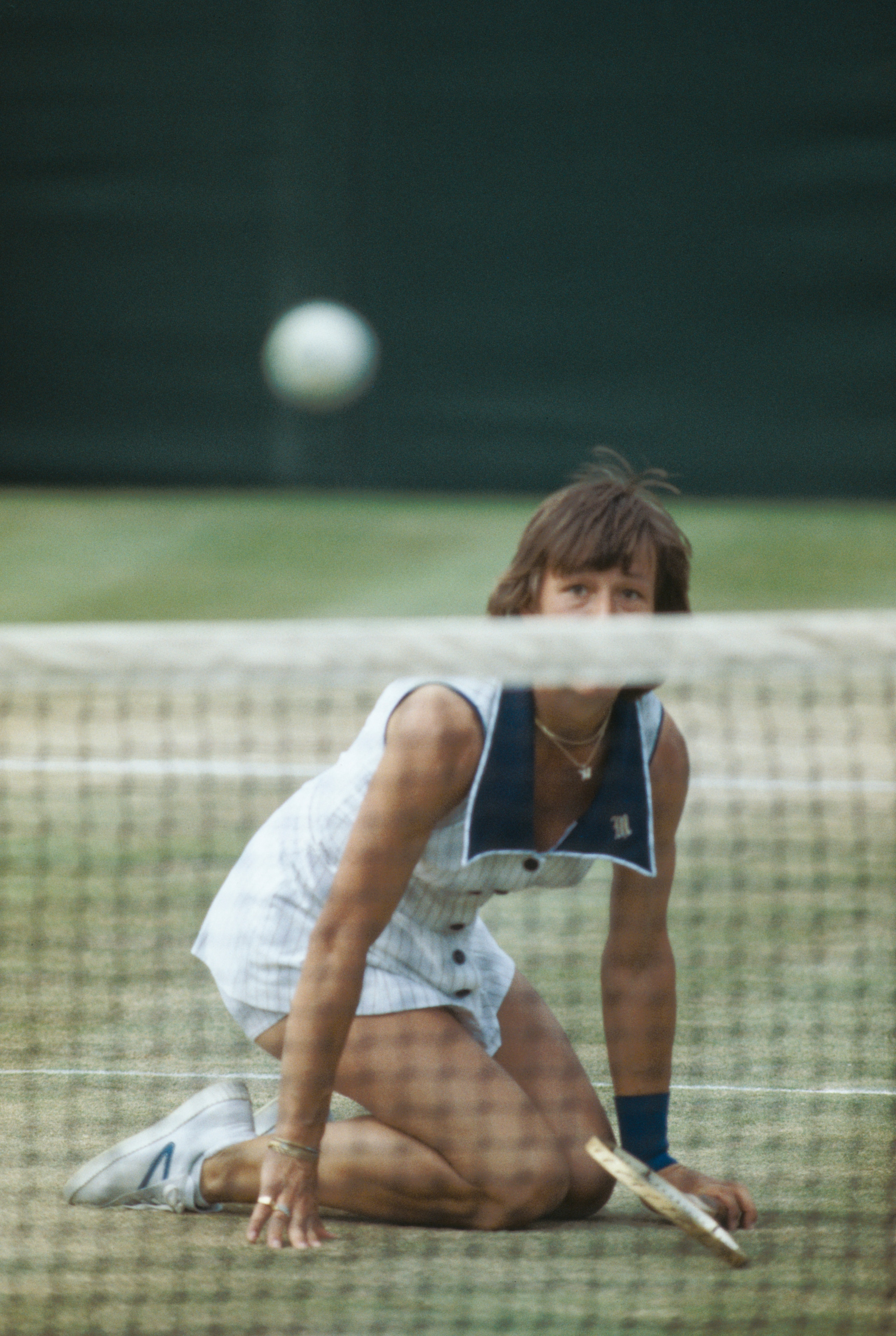 Jul 1978:  Martina Navratilova of Czechoslovakia in action during the Wimbledon ladies singles final against Chris Evert of the USA at the All England Tennis Club in London. \ Mandatory Credit: Tony Duffy /Allsport