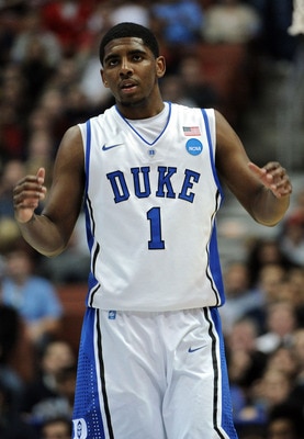 ANAHEIM, CA - MARCH 24:  Kyrie Irving #1 of the Duke Blue Devils looks on against the Arizona Wildcats during the west regional semifinal of the 2011 NCAA men's basketball tournament at the Honda Center on March 24, 2011 in Anaheim, California.  (Photo by