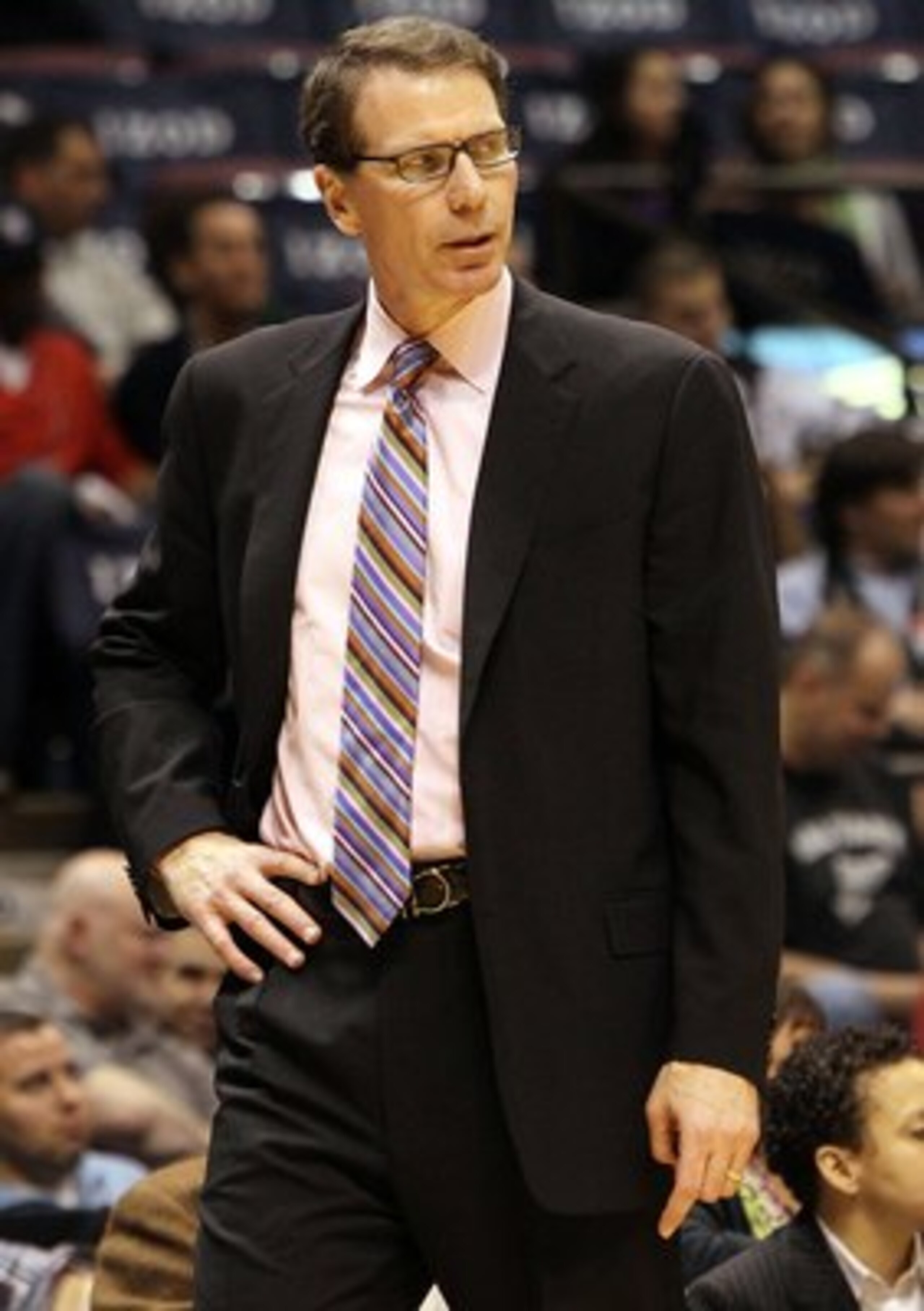 EAST RUTHERFORD, NJ - MARCH 03: Head coach Kiki Vandeweghe of the New Jersey Nets looks on as his team plays against the Cleveland Cavaliers at the Izod Center on March 3, 2010 in East Rutherford, New Jersey.NOTE TO USER: User expressly acknowledges and EAST RUTHERFORD, NJ - MARCH 03: Head coach Kiki Vandeweghe of the New Jersey Nets looks on as his team plays against the Cleveland Cavaliers at the Izod Center on March 3, 2010 in East Rutherford, New Jersey.NOTE TO USER: User expressly acknowledges and