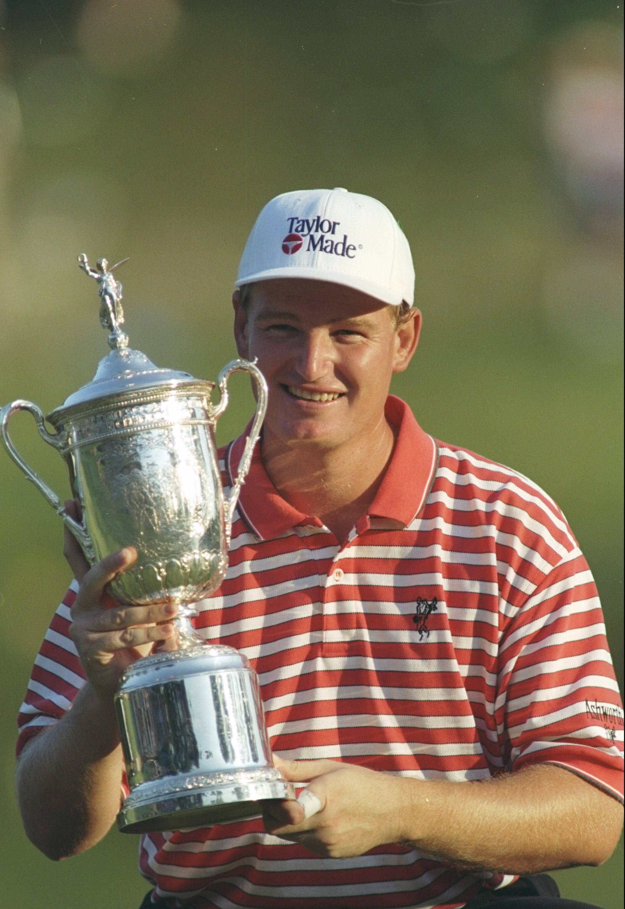 15 Jun 1997: Ernie Els poses with the Daises Trophy after the U. S. Open at the Congressional Country Club in Bethesda, Maryland.