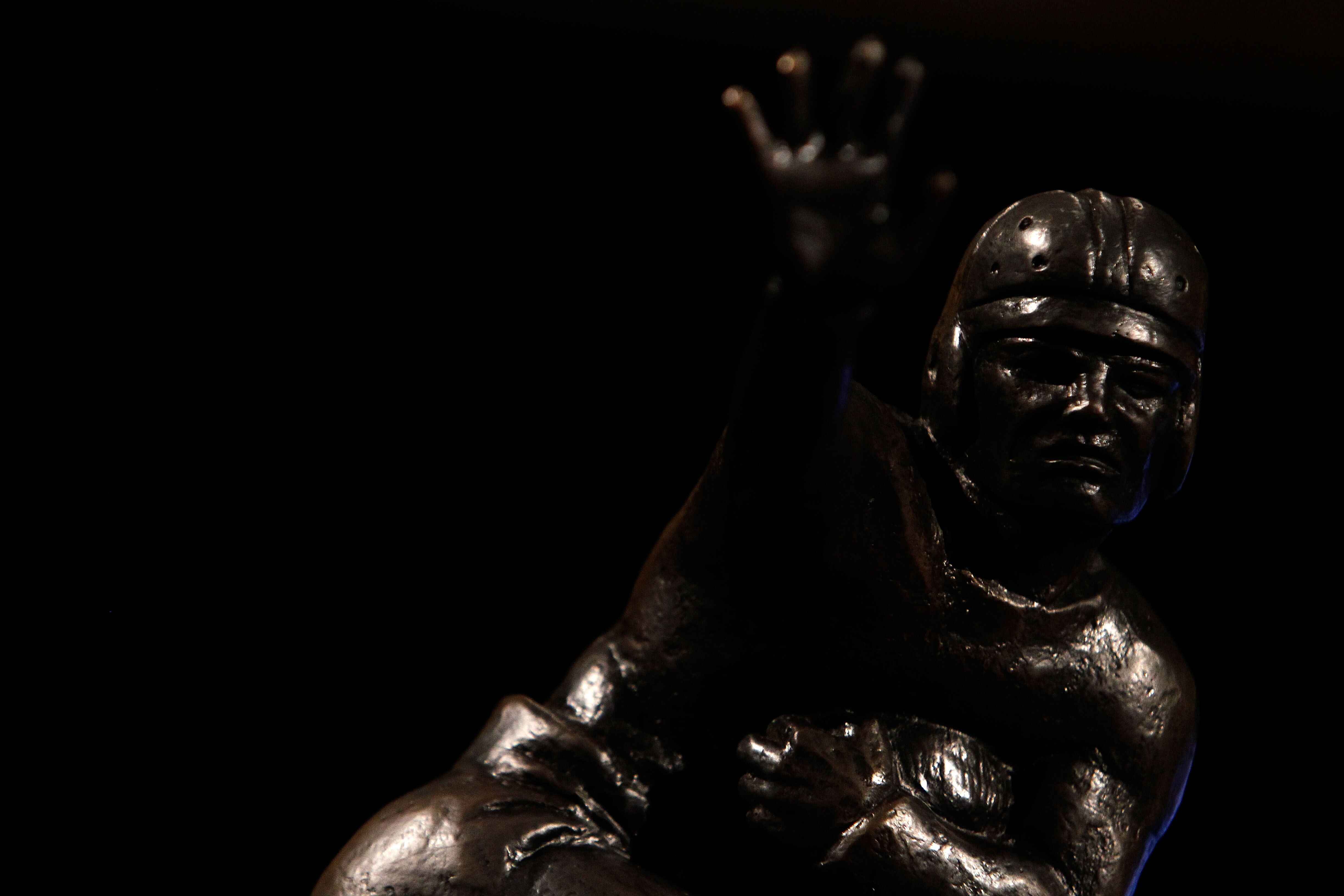 NEW YORK, NY - DECEMBER 11: The 2010 Heisman Trophy is displayed prior to a press conference for Heisman Trophy candidates at The New York Marriott Marquis on December 11, 2010 in New York City. (Photo by Jeff Zelevansky/Getty Images) NEW YORK, NY - DECEMBER 11: The 2010 Heisman Trophy is displayed prior to a press conference for Heisman Trophy candidates at The New York Marriott Marquis on December 11, 2010 in New York City. (Photo by Jeff Zelevansky/Getty Images)