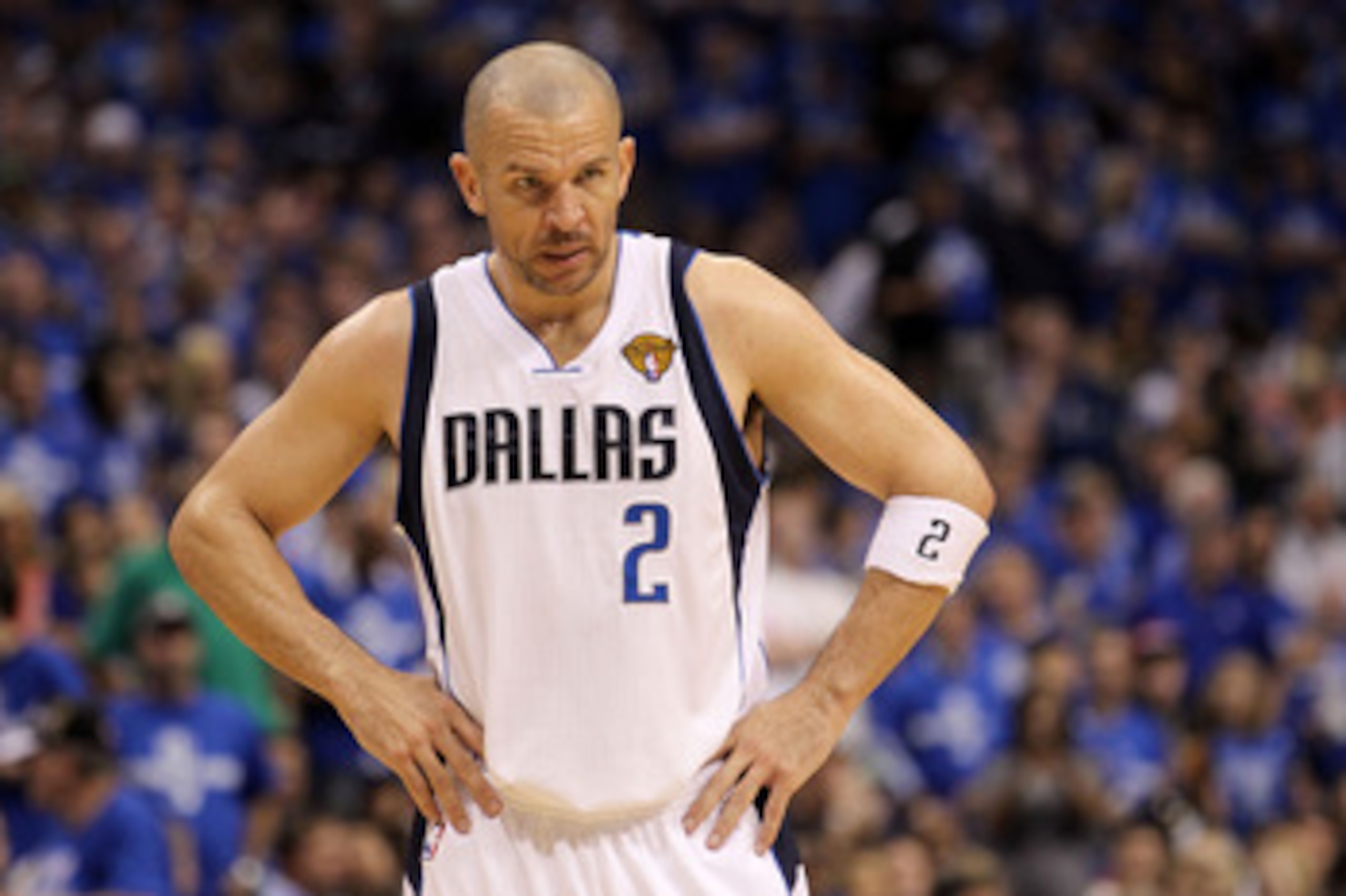 DALLAS, TX - JUNE 05:  Jason Kidd #2 of the Dallas Mavericks looks on while taking on the Miami Heat in Game Three of the 2011 NBA Finals at American Airlines Center on June 5, 2011 in Dallas, Texas.  NOTE TO USER: User expressly acknowledges and agrees t