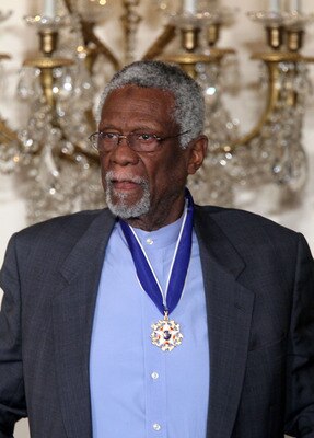 WASHINGTON, DC - FEBRUARY 15:  Former Boston Celtics captain Bill Russell is presented with the 2010 Medal of Freedom during an East Room event at the White House February 15, 2011 in Washington, DC. Obama presented the medal, the highest honor awarded to