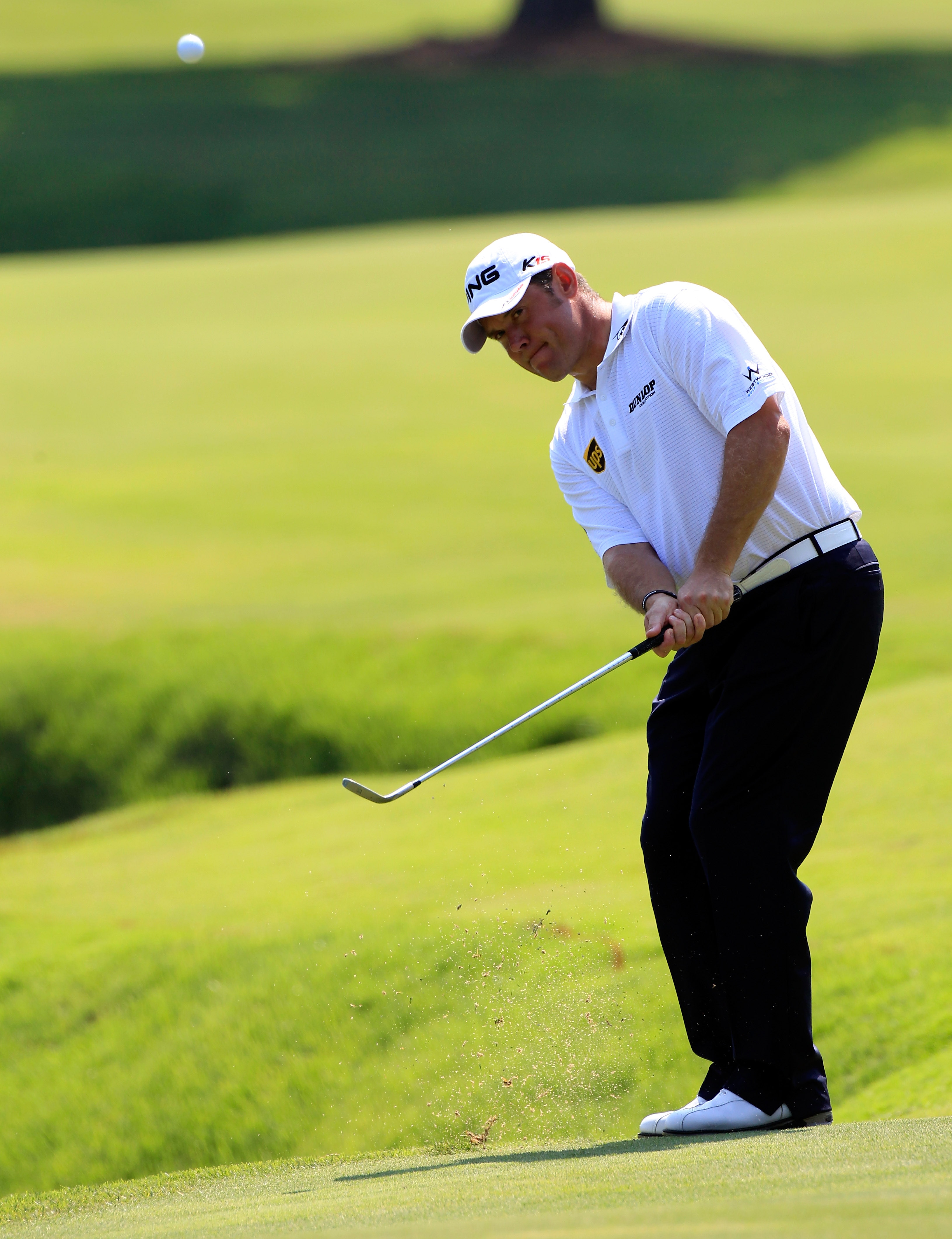 MEMPHIS, TN - JUNE 10:  Lee Westwood of England plays a shot on the 3rd hole during the second round of the FedEx St. Jude Classic at TPC Southwind on June 10, 2011 in Memphis, Tennessee.  (Photo by Sam Greenwood/Getty Images)
