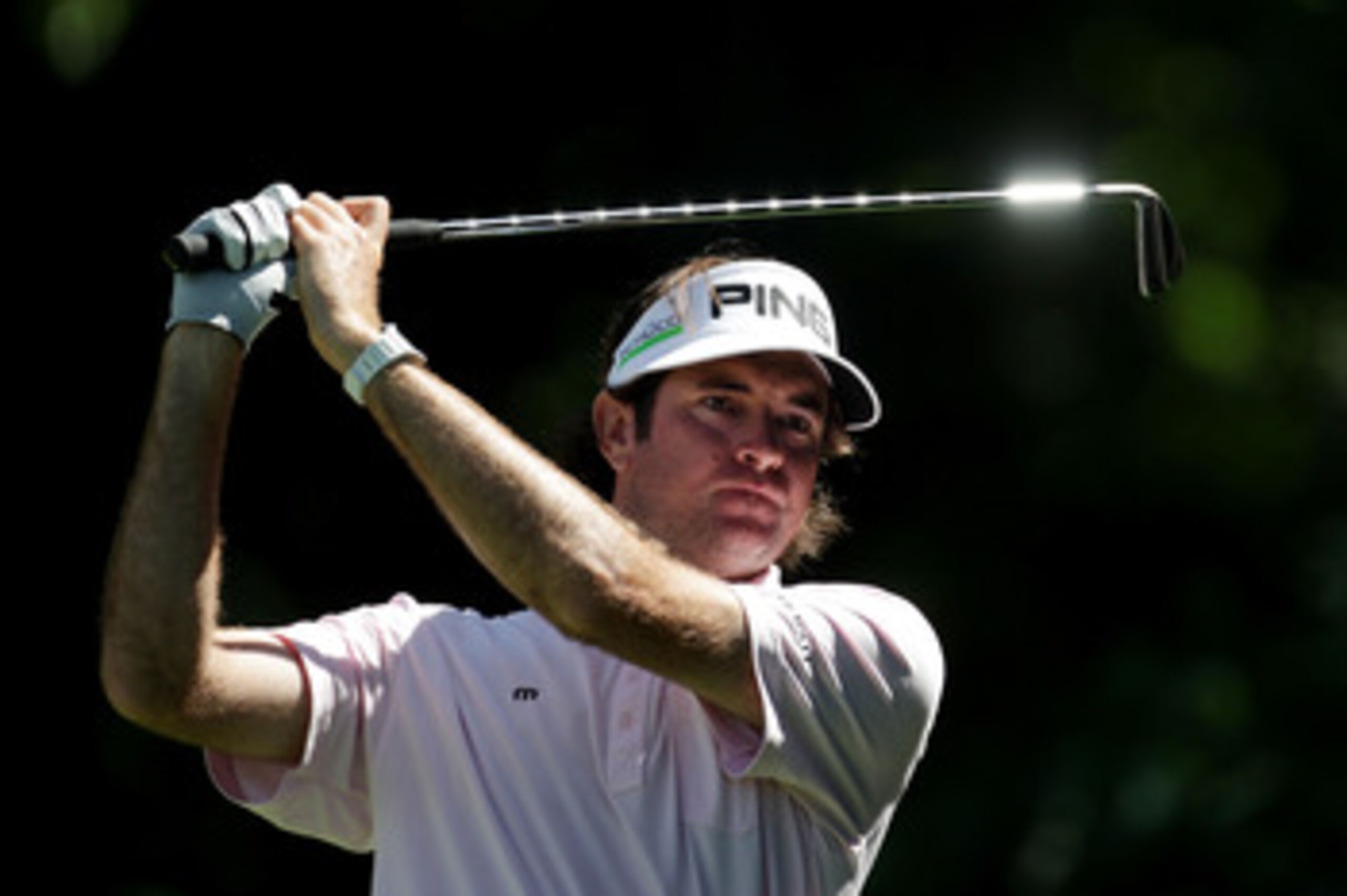 BETHESDA, MD - JUNE 13:  Bubba Watson watches a shot during a practice round prior to the start of the 111th U.S. Open at Congressional Country Club on June 13, 2011 in Bethesda, Maryland.  (Photo by Ross Kinnaird/Getty Images)