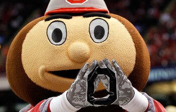 NEW ORLEANS, LA - JANUARY 04:  The Ohio State Buckeyes mascot poses in the second quarter against the Arkansas Razorbacks during the Allstate Sugar Bowl at the Louisiana Superdome on January 4, 2011 in New Orleans, Louisiana.  (Photo by Kevin C. Cox/Getty