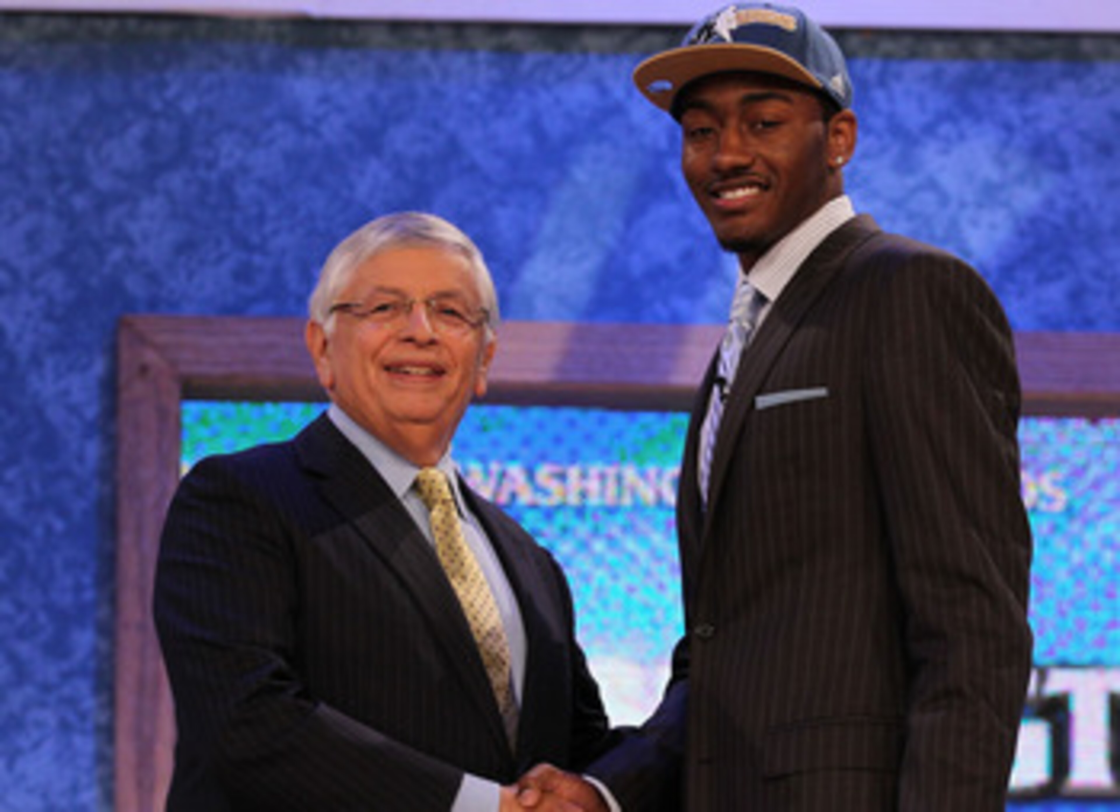 NEW YORK - JUNE 24:  John Wall of Kentucky stands with NBA Commisioner David Stern after being drafted with the first pick by the Washington Wizards at Madison Square Garden on June 24, 2010 in New York City.  NOTE TO USER: User expressly acknowledges and