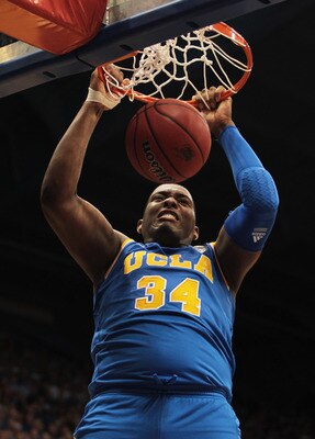 LAWRENCE, KS - DECEMBER 02:  Joshua Smith #34 of the UCLA Bruins dunks during the game against the Kansas Jayhawks on December 2, 2010 at Allen Fieldhouse in Lawrence, Kansas.  (Photo by Jamie Squire/Getty Images)