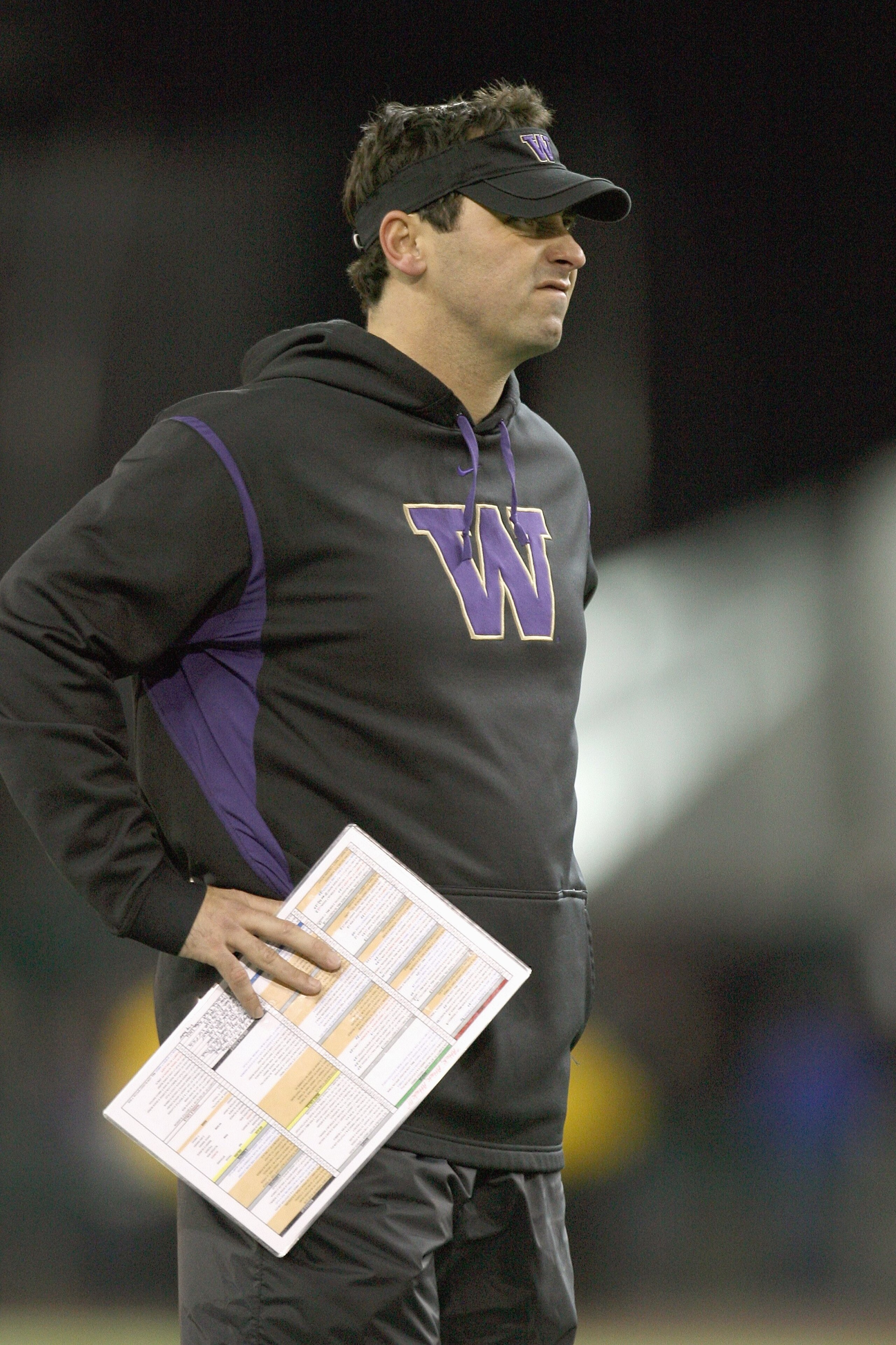 SEATTLE - NOVEMBER 28: Head coach Steve Sarkisian of the Washington Huskies watches the action during the Apple Cup game against the Washington State Cougars on November 28, 2009 at Husky Stadium in Seattle, Washington. The Huskies defeated the Cougars 30