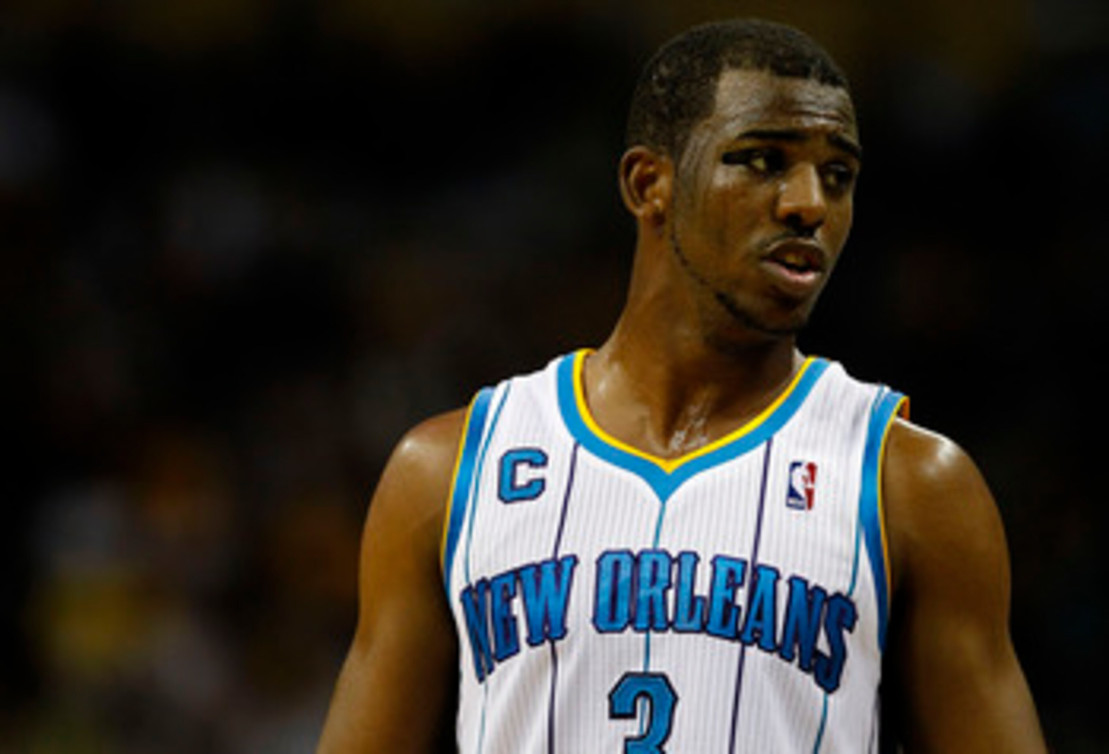 NEW ORLEANS, LA - APRIL 24:  Chris Paul #3 of the New Orleans Hornets reacts to a call during a game with the Los Angeles Lakers in Game Four of the Western Conference Quarterfinals in the 2011 NBA Playoffs at New Orleans Arena on April 24, 2011 in New Or