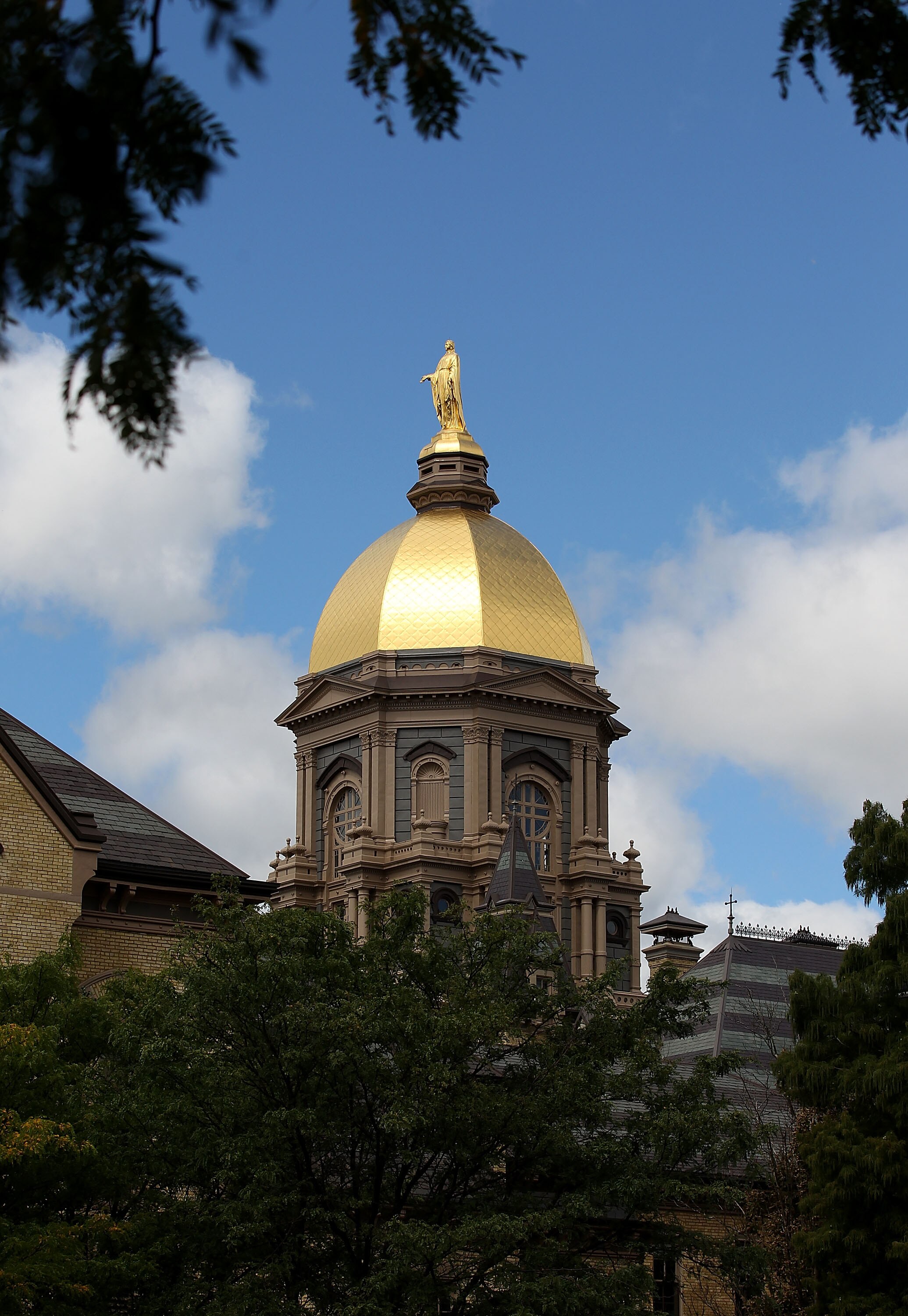 SOUTH BEND, IN - SEPTEMBER 04: The 'Golden Dome' is seen on the campus of Notre Dame University before a game between the Notre Dame Fighting Irish and the Purdue Boilermakers at Notre Dame Stadium on September 4, 2010 in South Bend, Indiana. (Photo by Jo