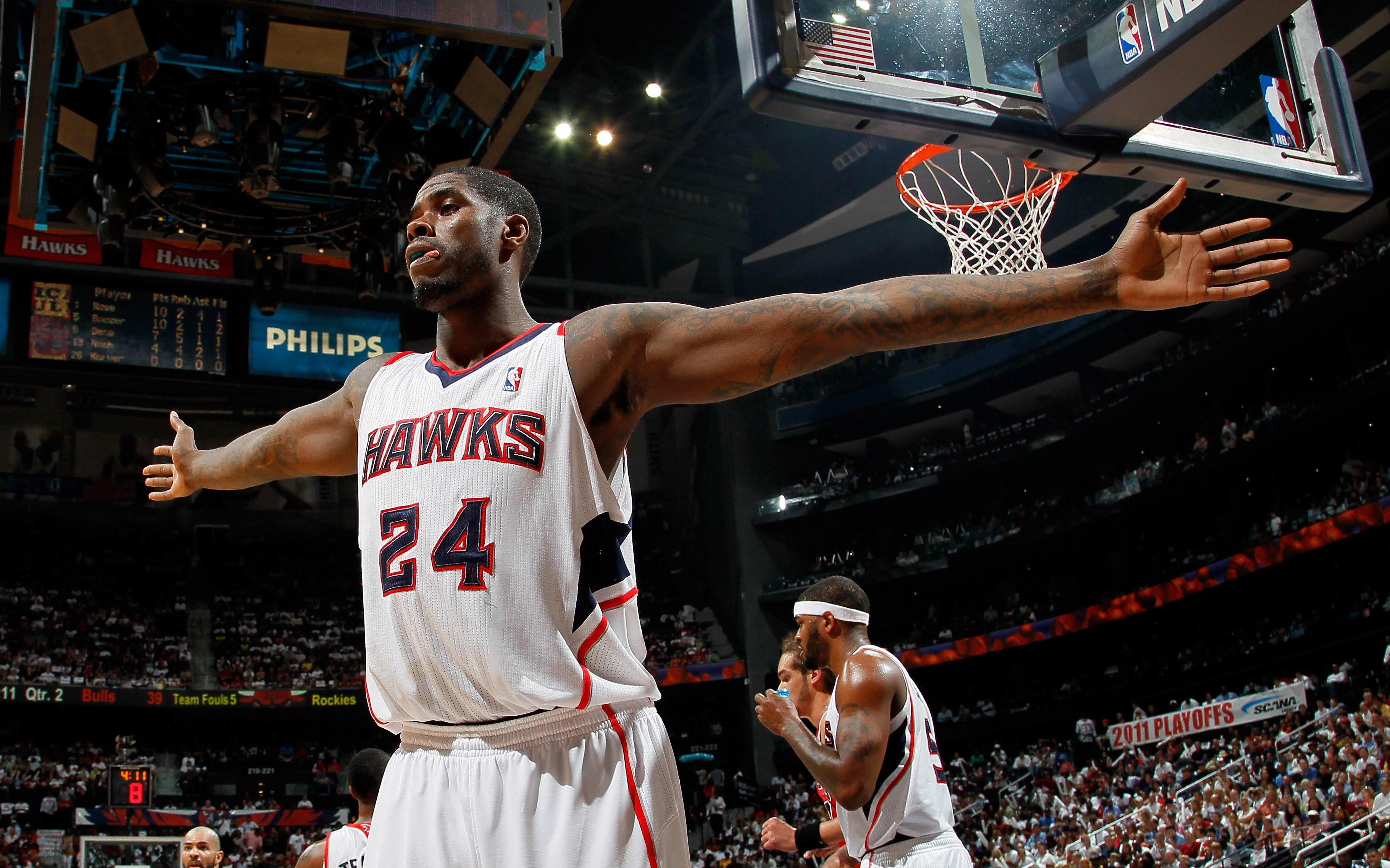 ATLANTA, GA - MAY 08:  Marvin Williams #24 of the Atlanta Hawks against the Chicago Bulls in Game Four of the Eastern Conference Semifinals in the 2011 NBA Playoffs at Phillips Arena on May 8, 2011 in Atlanta, Georgia.  NOTE TO USER: User expressly acknow