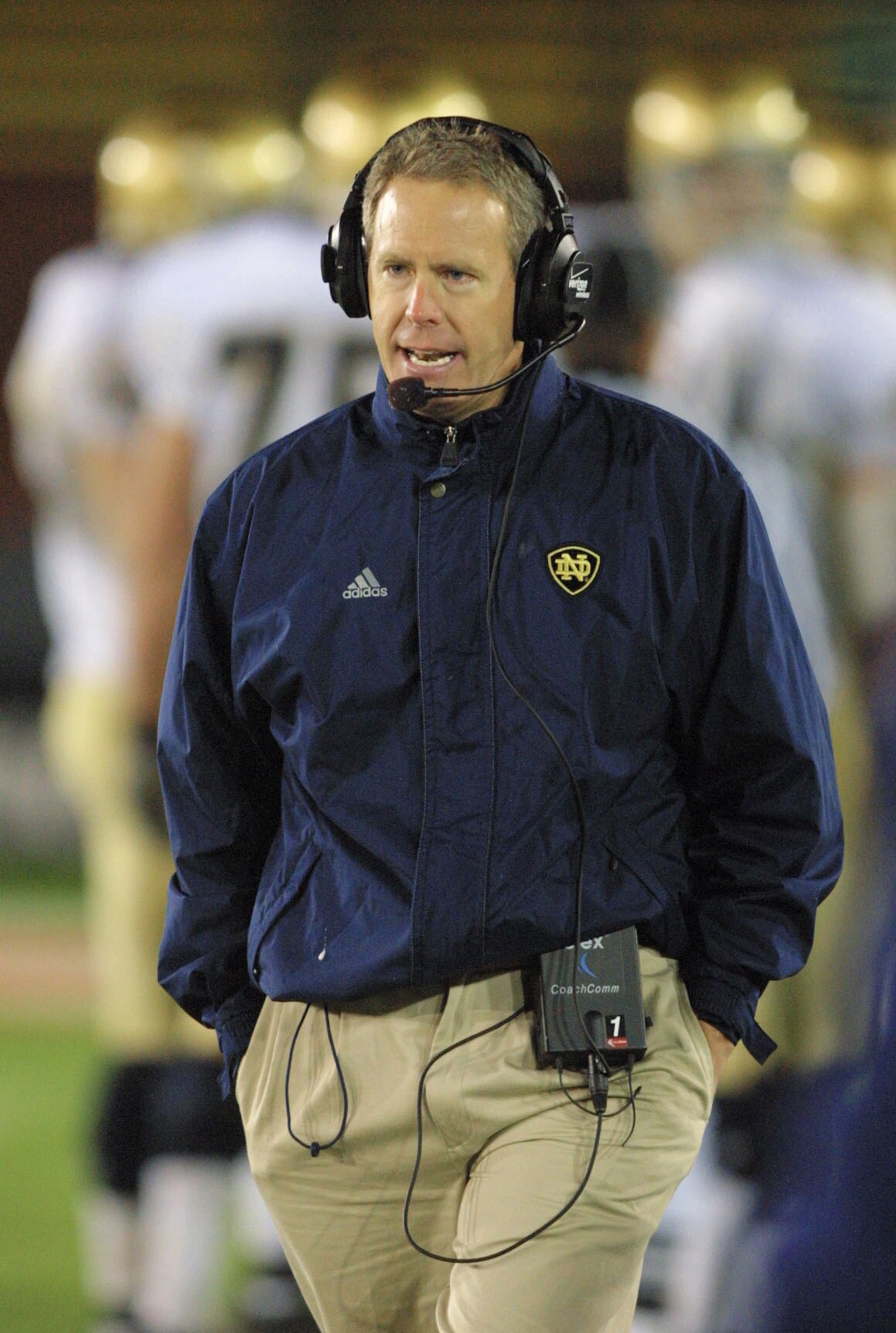 24 NOV 2001:  Notre Dame head coach Bob Davie watches his team in the first half against Stanford at Stanford Stadium in Palo Alto, California. DIGITAL IMAGE.  Mandatory Credit: Scott Halleran/ALLSPORT