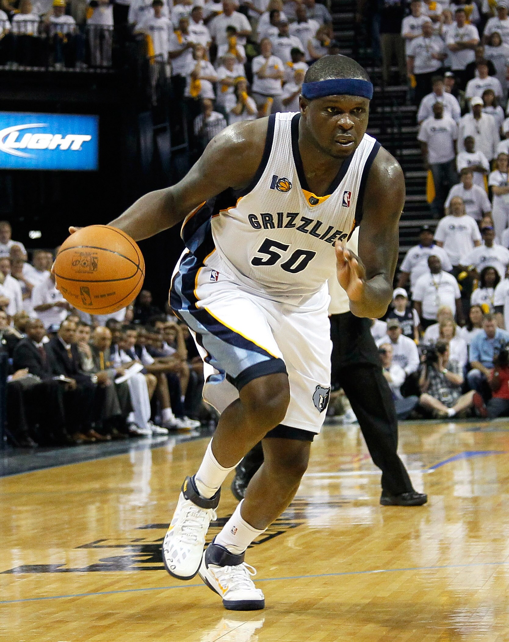 MEMPHIS, TN - MAY 13:  Zach Randolph #50 of the Memphis Grizzlies against the Oklahoma City Thunder in Game Six of the Western Conference Semifinals in the 2011 NBA Playoffs at FedExForum on May 13, 2011 in Memphis, Tennessee.  NOTE TO USER: User expressl