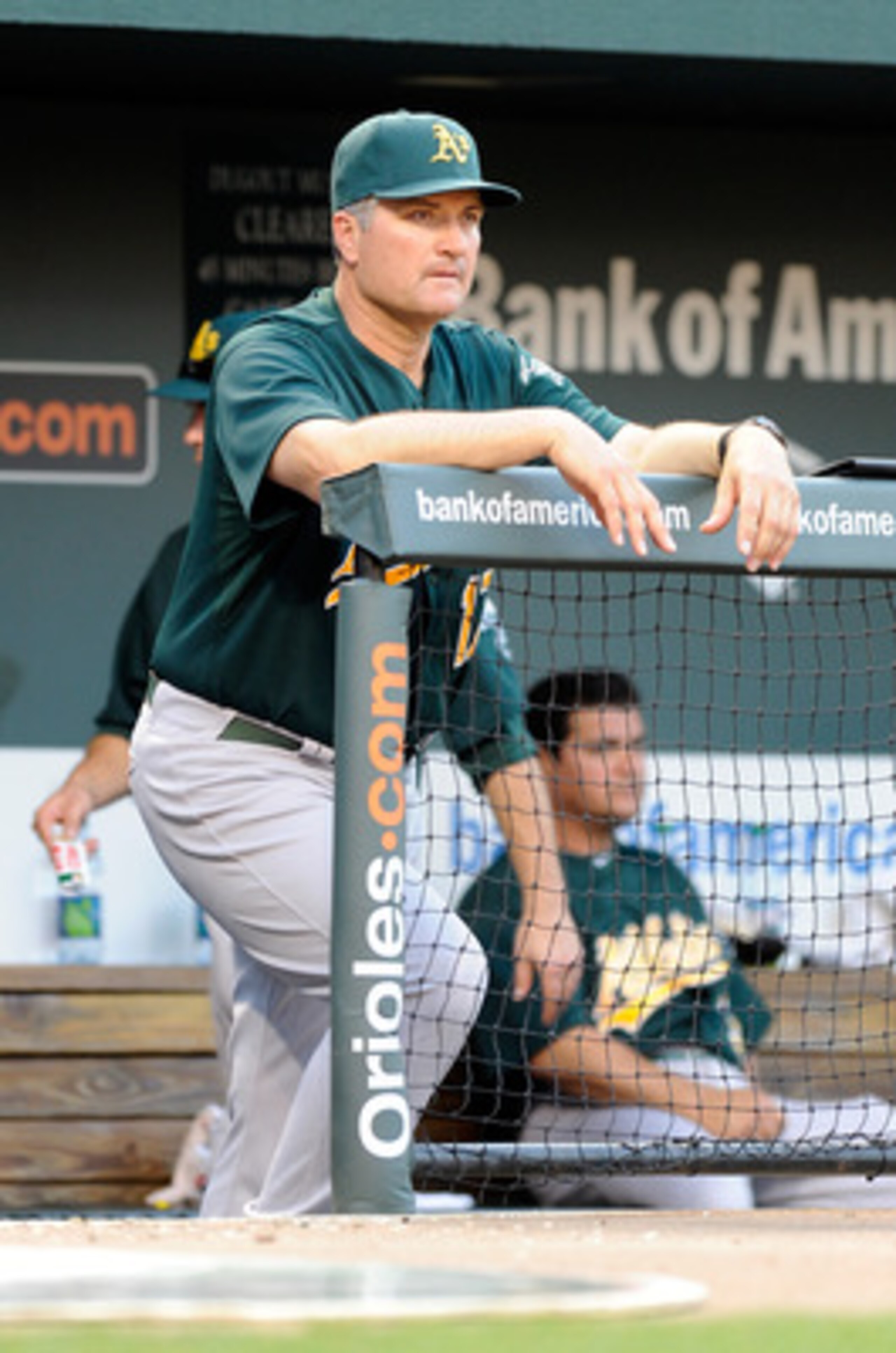 BALTIMORE, MD - JUNE 06:  Manager Bob Geren #17 of the Oakland Athletics watches the game against the Baltimore Orioles at Oriole Park at Camden Yards on June 6, 2011 in Baltimore, Maryland.  (Photo by Greg Fiume/Getty Images)