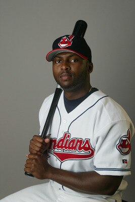 WINTER HAVEN , FL- MARCH 2:  Outfielder Milton Bradley #24 of the Cleveland Indians poses during Media Day on March 2, 2004 at Chain O Lakes Park in Winter Haven, Florida. (Photo by Rick Stewart/Getty Images)