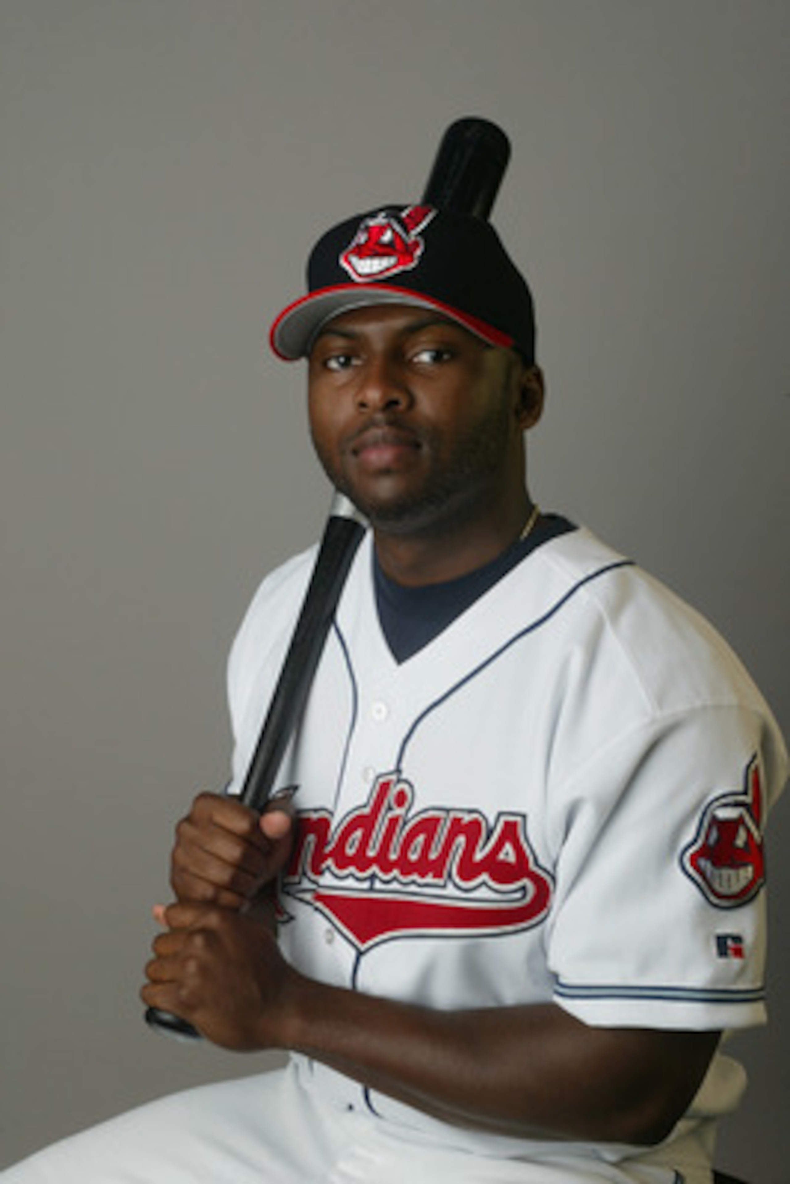 WINTER HAVEN , FL- MARCH 2:  Outfielder Milton Bradley #24 of the Cleveland Indians poses during Media Day on March 2, 2004 at Chain O Lakes Park in Winter Haven, Florida. (Photo by Rick Stewart/Getty Images)