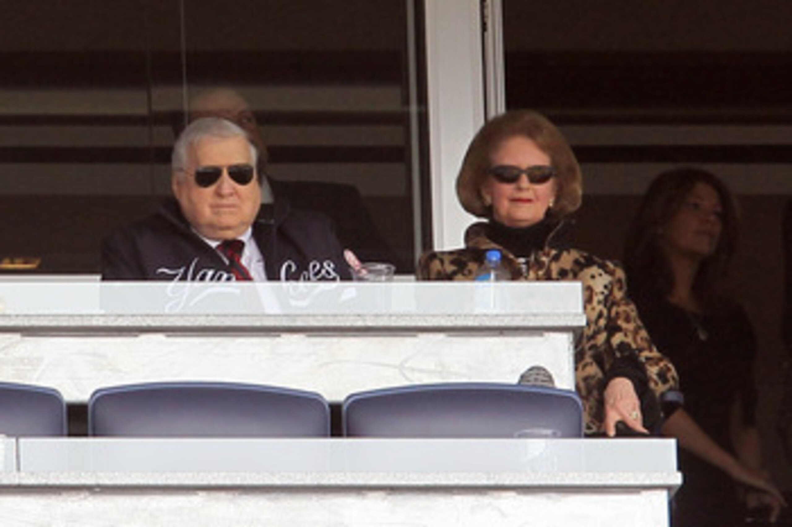 NEW YORK - APRIL 13:  Team owner George Steinbrenner and his wife Joan watch the New York Yankees play against  of the Los Angeles Angels of Anaheim during the Yankees home opener at Yankee Stadium on April 13, 2010 in the Bronx borough of New York City. 