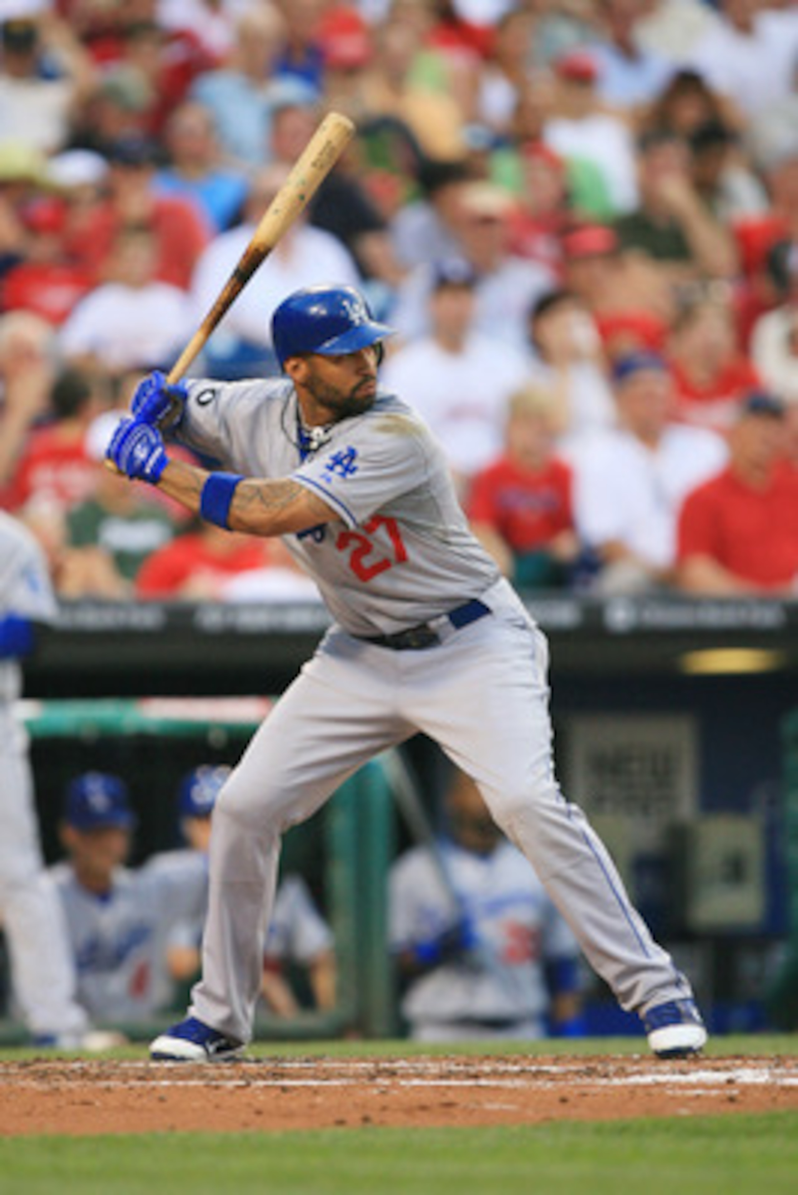 PHILADELPHIA - JUNE 8: Center fielder Matt Kemp #27 of the Los Angeles Dodgers bats during a game against the Philadelphia Phillies at Citizens Bank Park on June 8, 2011 in Philadelphia, Pennsylvania. The Phillies won 2-0. The Phillies won 2-0. (Photo by 