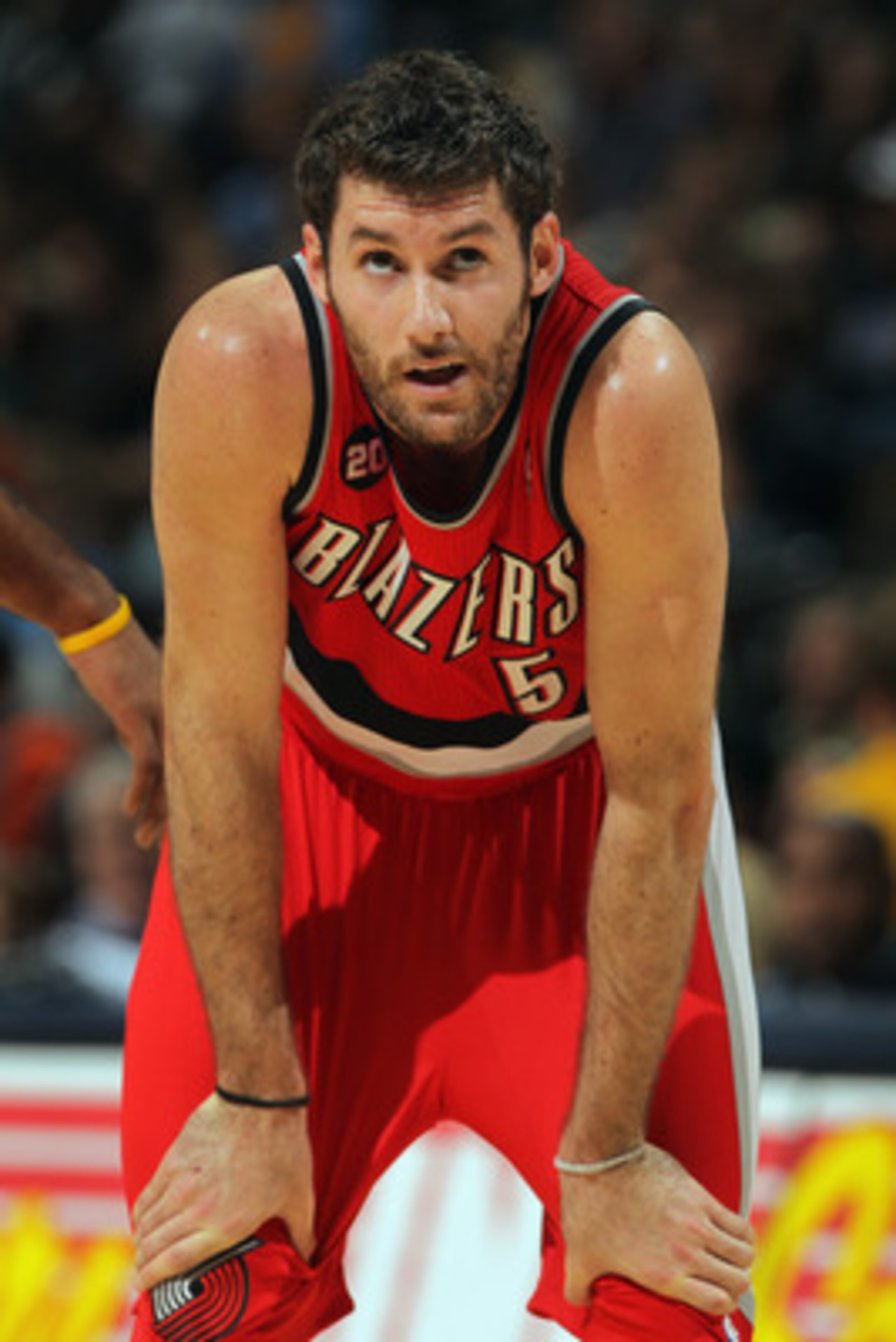 DENVER - DECEMBER 28:  Rudy Fernandez #5 of the Portland Trail Blazers looks on during a break in the action against the Denver Nuggets at Pepsi Center on December 28, 2010 in Denver, Colorado. The Nuggets defeated the Blazers 95-77. NOTE TO USER: User ex