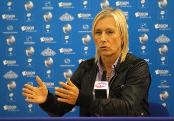 BIRMINGHAM, ENGLAND - JUNE 10:  Martina Navratilova pictured during a press conference during the fifth day of the AEGON Classic at the Edgbaston Priory Club on June 10, 2011 in Birmingham, England.  (Photo by Matthew Lewis/Getty Images)