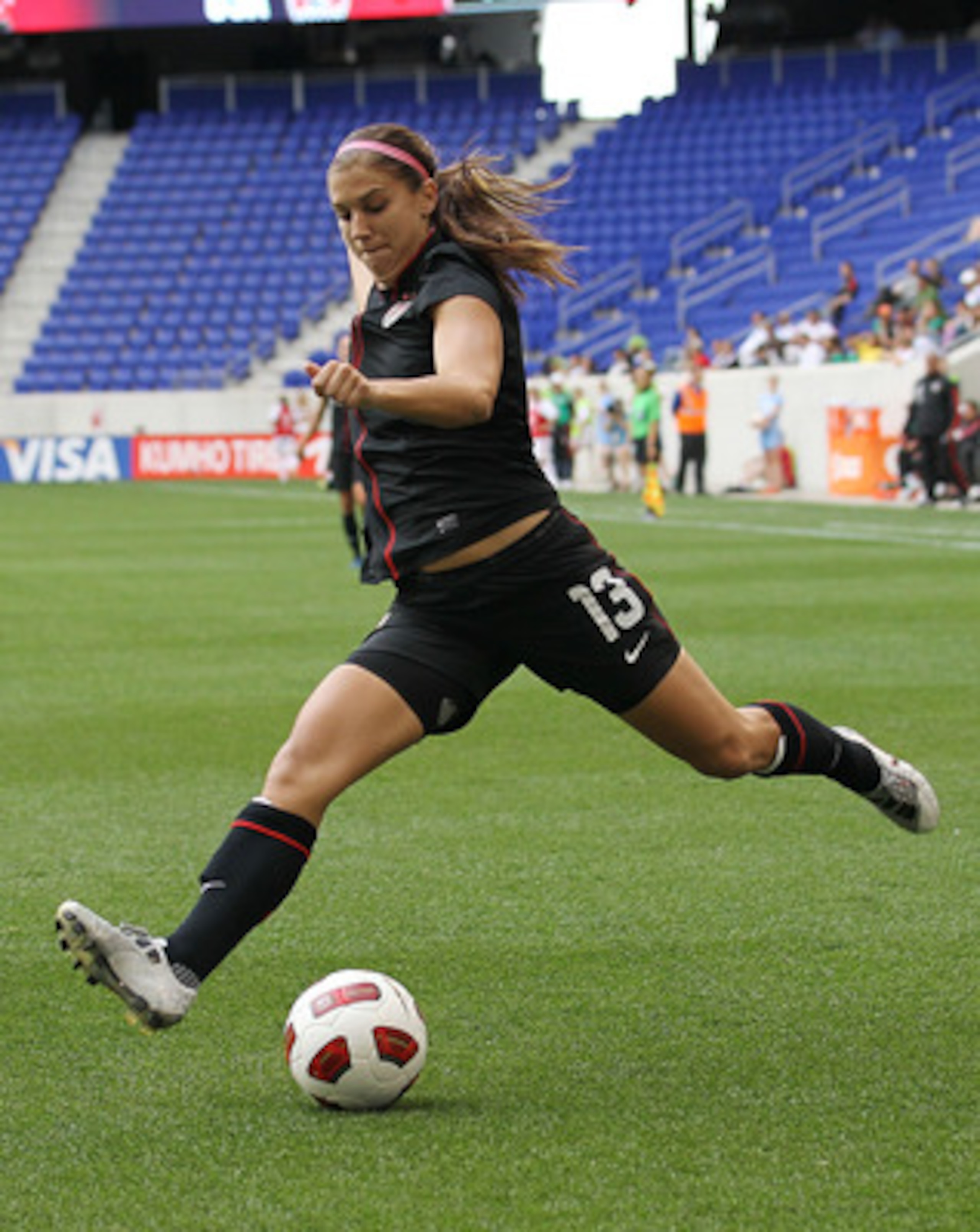 HARRISON, NJ - JUNE 05:  Alex Morgan #13 of the United States against Mexico during their International Friendly at Red Bull Arena on June 5, 2011 in Harrison, New Jersey.  (Photo by Nick Laham/Getty Images)