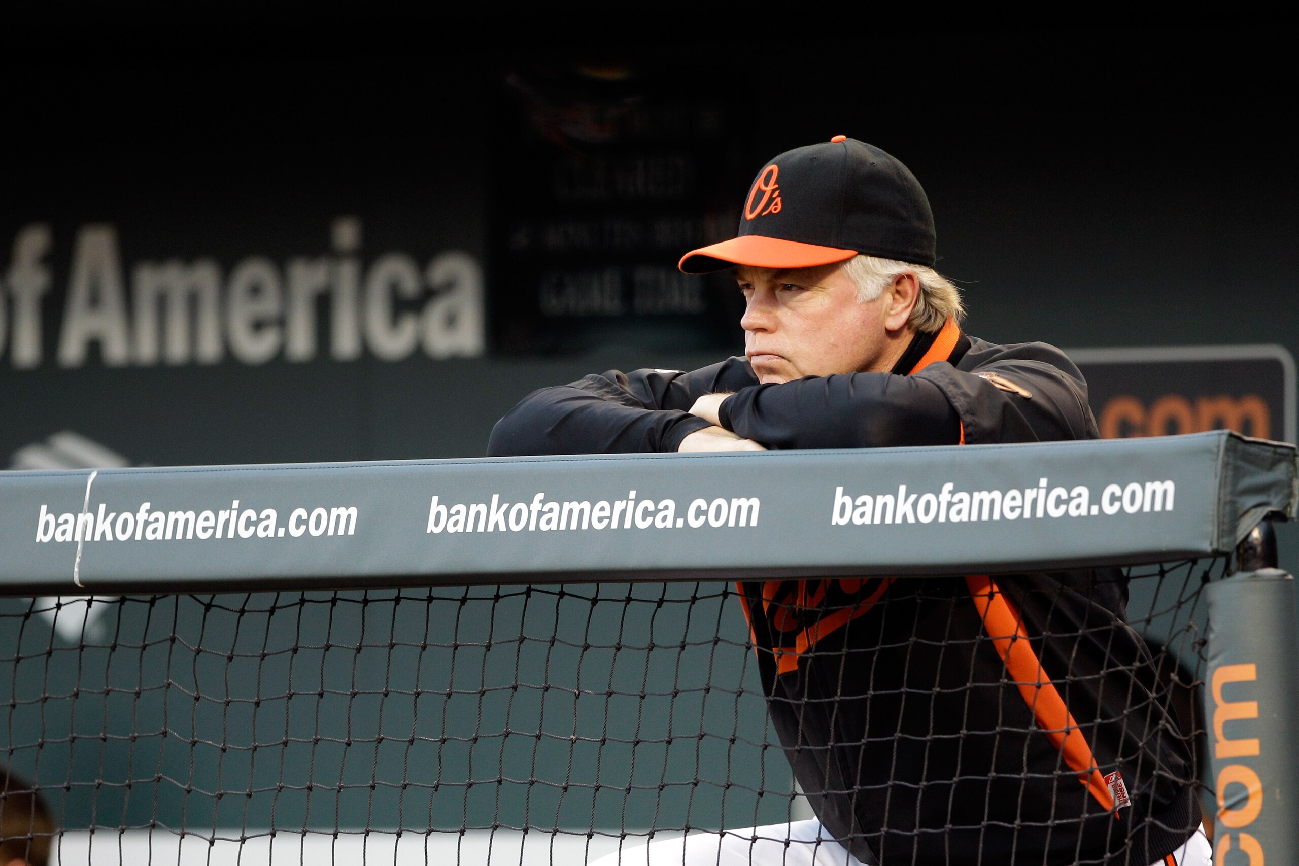 BALTIMORE, MD - JUNE 03:  Manager Buck Showalter #26 of the Baltimore Orioles against the Toronto Blue Jays at Oriole Park at Camden Yards on June 3, 2011 in Baltimore, Maryland.  The Blue Jays won 8-4. (Photo by Rob Carr/Getty Images)