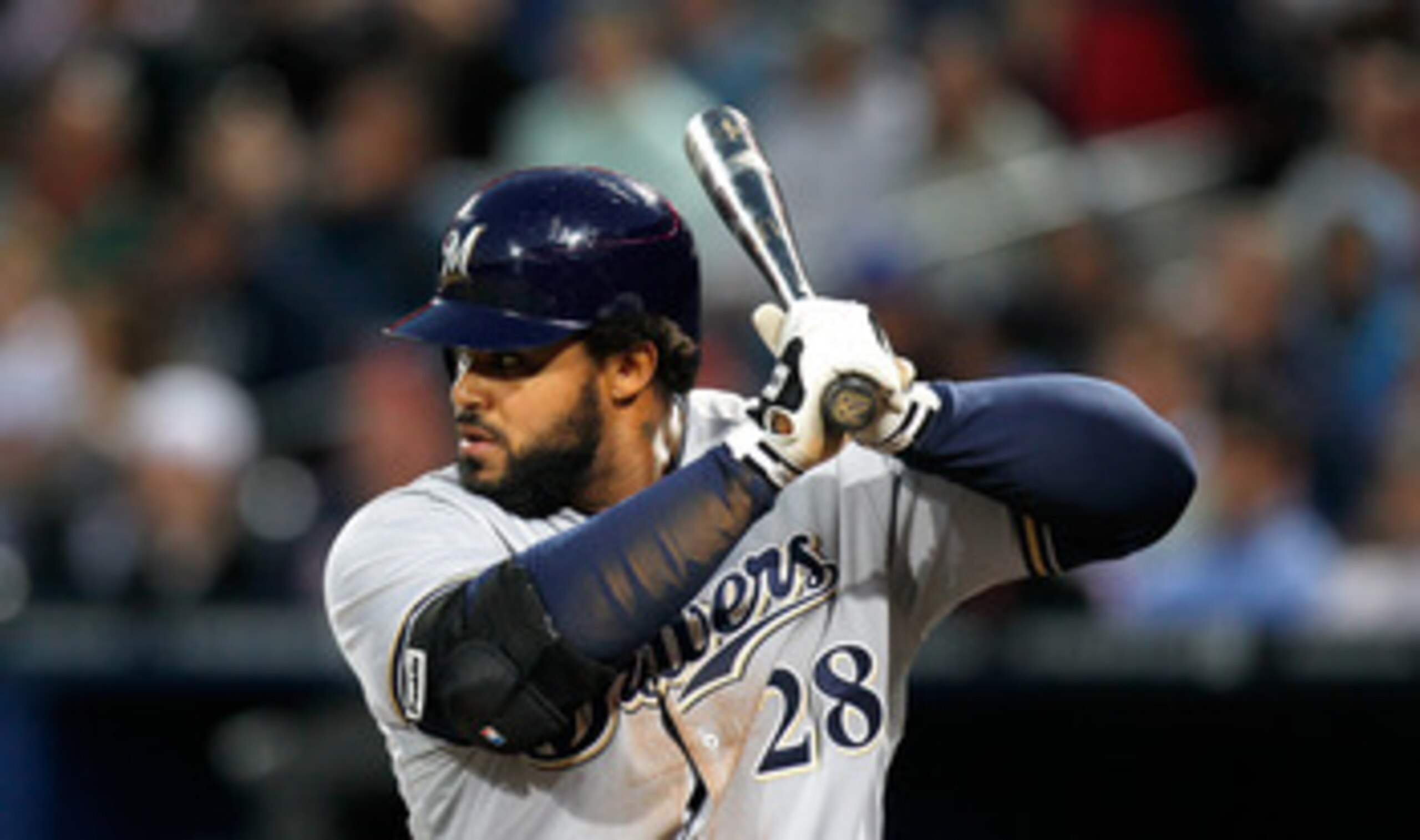 ATLANTA, GA - MAY 04:  Prince Fielder #28 of the Milwaukee Brewers against the Atlanta Braves at Turner Field on May 4, 2011 in Atlanta, Georgia.  (Photo by Kevin C. Cox/Getty Images)