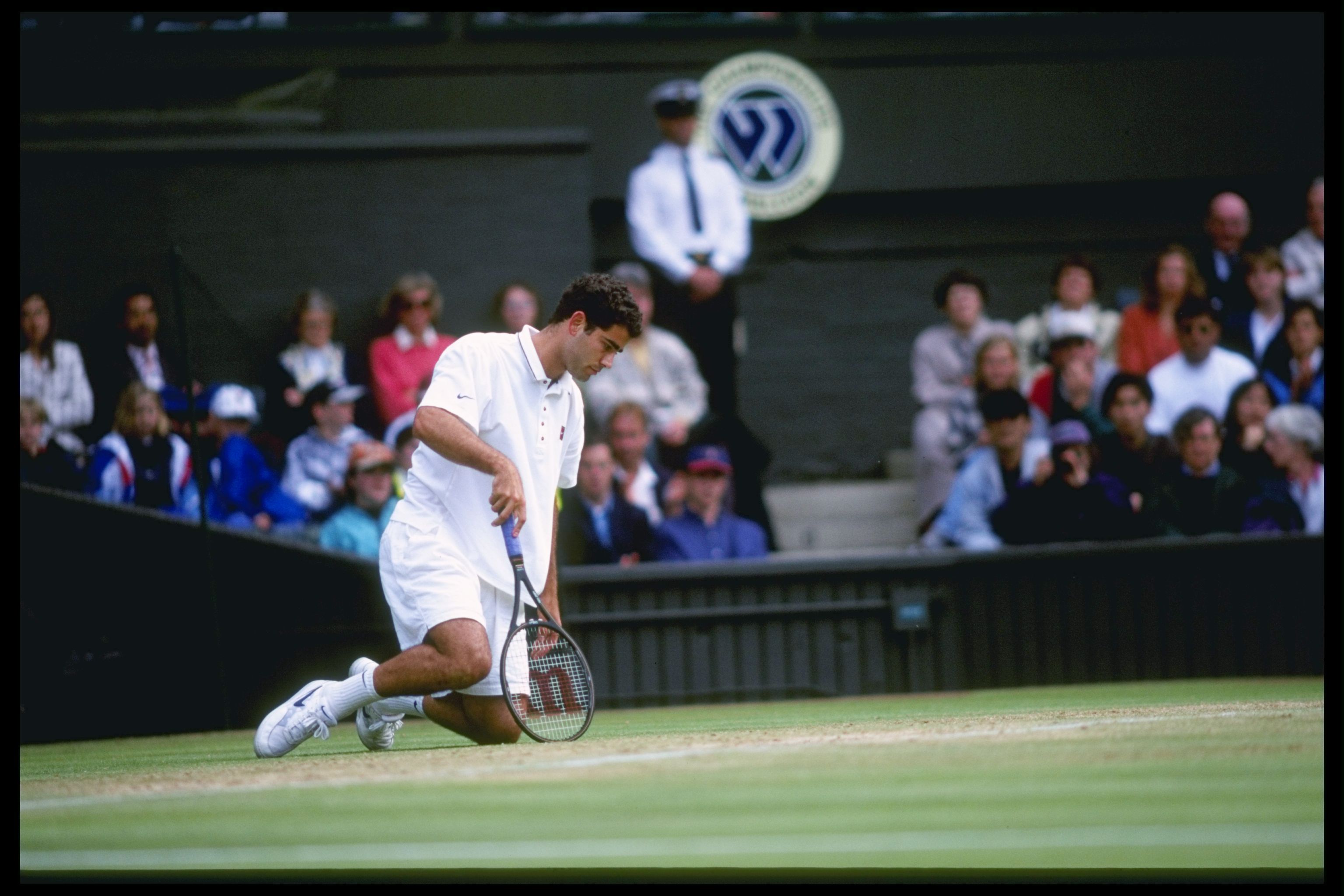 3 Jul 1996:  Pete Sampras of the USA in action during the Wimbledon tennis championships at the all England Club in London, England.                                                                                            Mandatory Credit: Clive Brunski