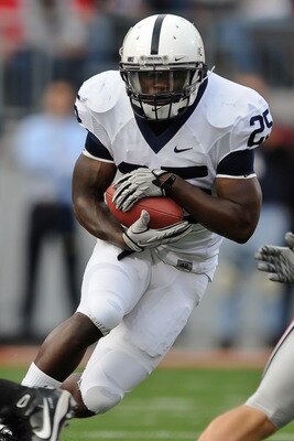 COLUMBUS, OH - NOVEMBER 13:  Silas Redd #25 of the Penn State Nittany Lions runs with the ball against the Ohio State Buckeyes at Ohio Stadium on November 13, 2010 in Columbus, Ohio.  (Photo by Jamie Sabau/Getty Images)