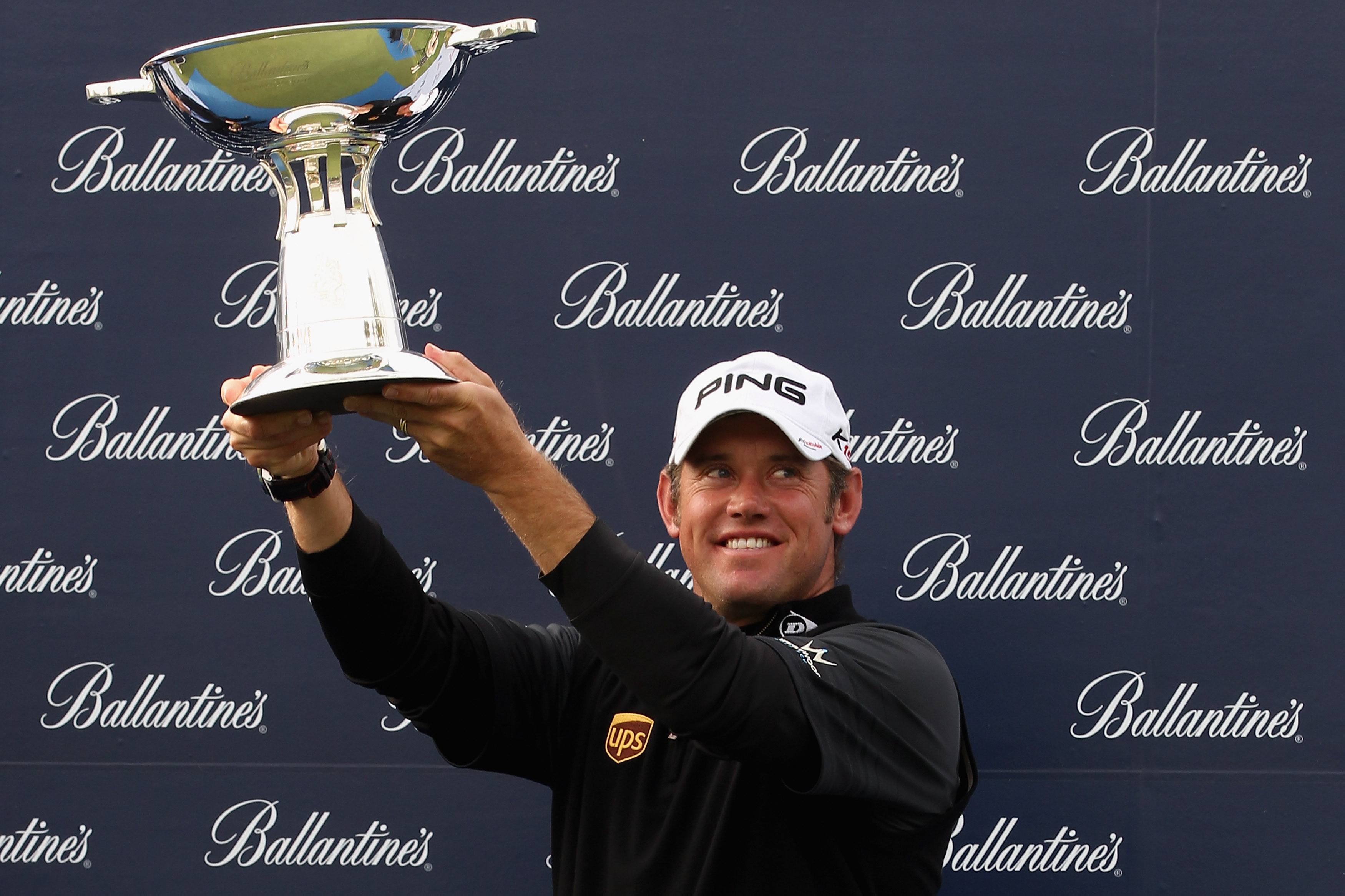 ICHEON, SOUTH KOREA - MAY 01:  Lee Westwood of England poses with the trophy after winning the Ballantine's Championship at Blackstone Golf Club on May 1, 2011 in Icheon, South Korea.  (Photo by Andrew Redington/Getty Images)